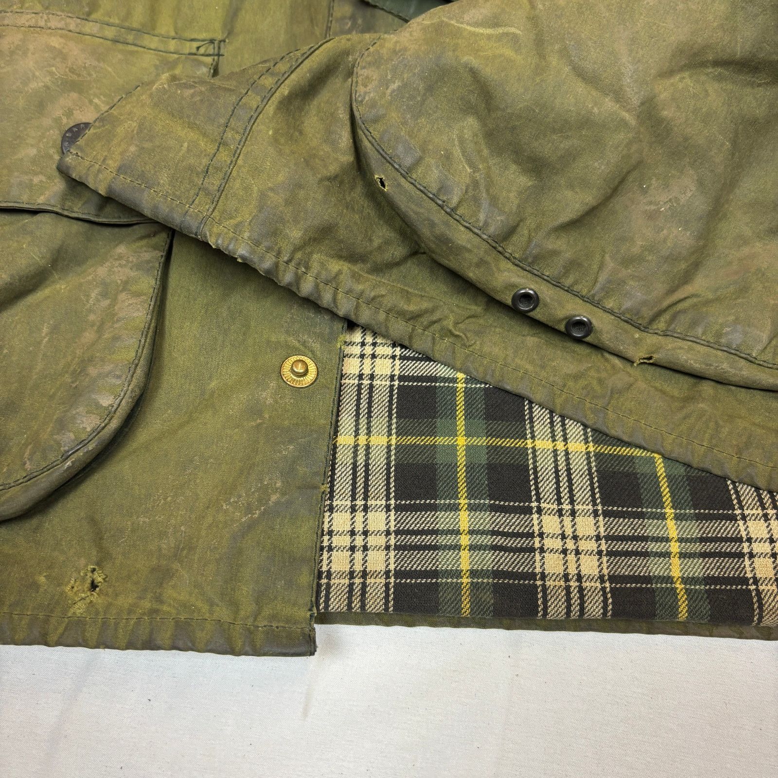 Barbour Barbour Classic Beaufort Waxed Plaid Lined Olive Jacket C40 Size US L / EU 52-54 / 3 - 11 Thumbnail