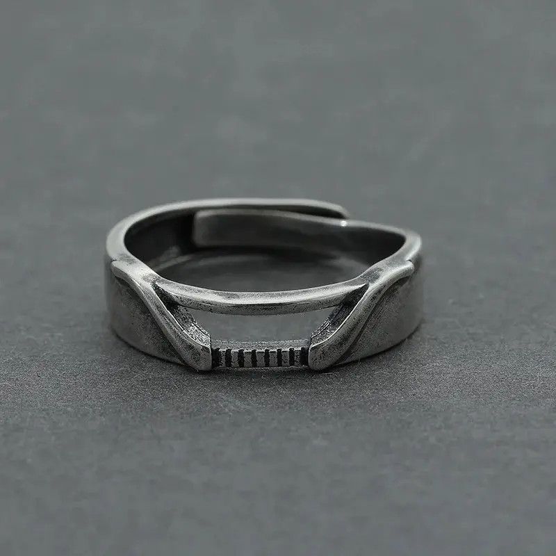 Jewelry × Vintage S925 Ring Male Index Finger Hollow Lines Design Ring Size ONE SIZE - 4 Thumbnail