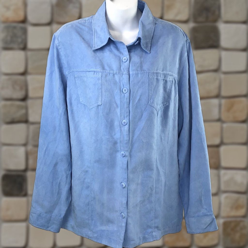 Croft & Barrow Croft Barrow Button-Up Shacket Top XL Blue Pockets Crochet Western Shacket Croft Barrow Women Button-Up Casual Western Blue XL Pockets Shacket Size XL / US 12-14 / IT 48-50 - 1 Thumbnail