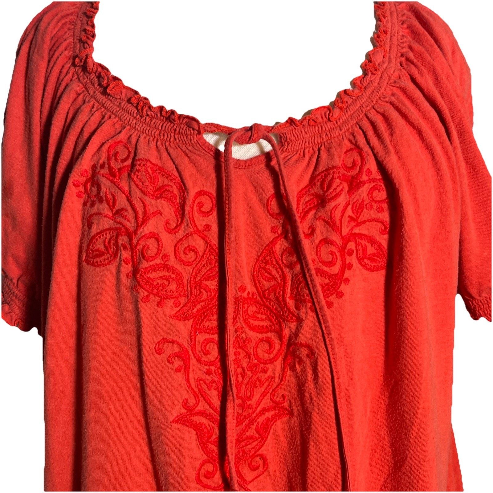 Croft & Barrow Croft & Barrow Shirt Women's 2X Orange Top Embroidered Size XXL / US 16-18 / IT 52-54 - 2 Thumbnail