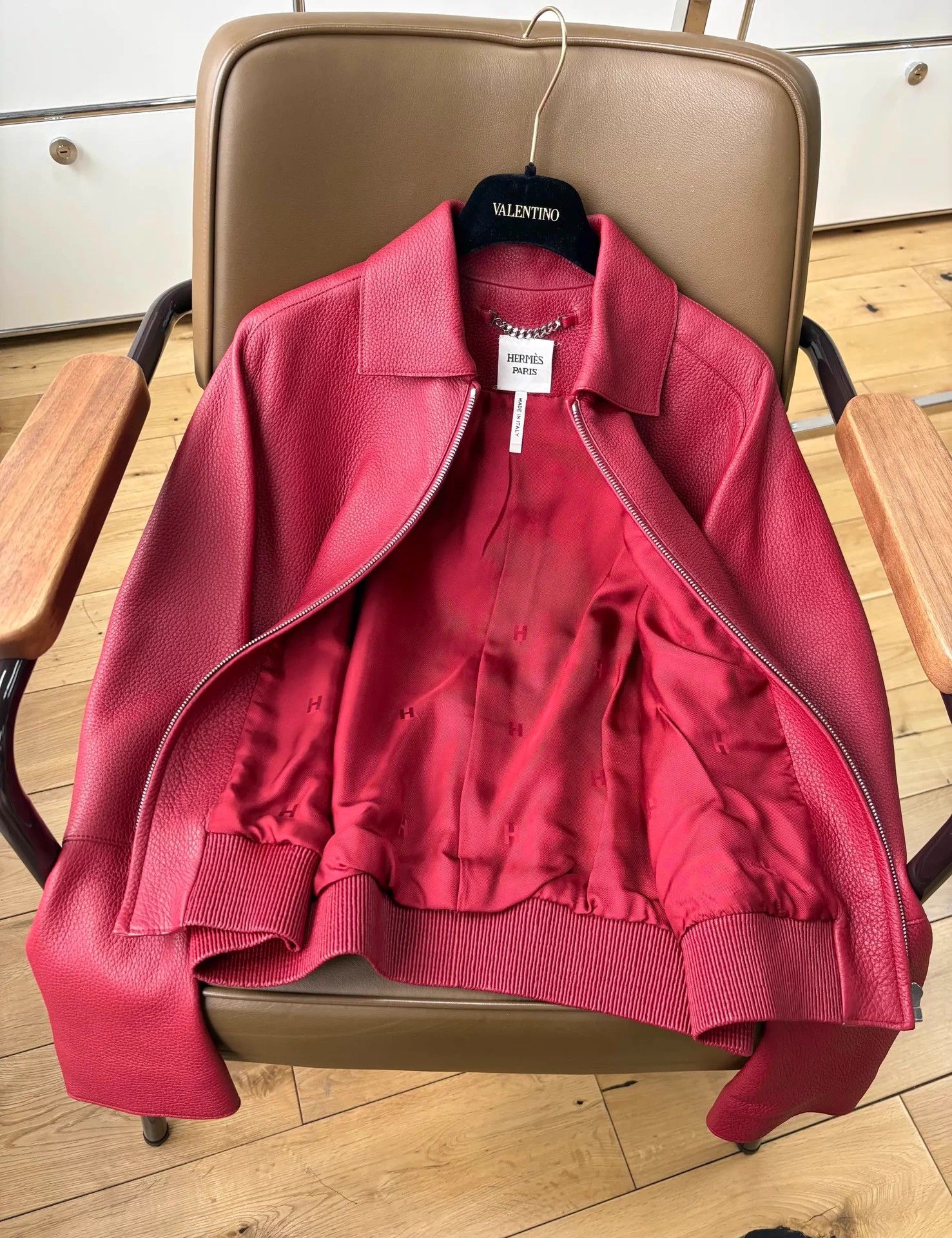 Hermes Hermes red soft deer skin zip-up jacket 38 Size S / US 4 / IT 40 - 6 Thumbnail