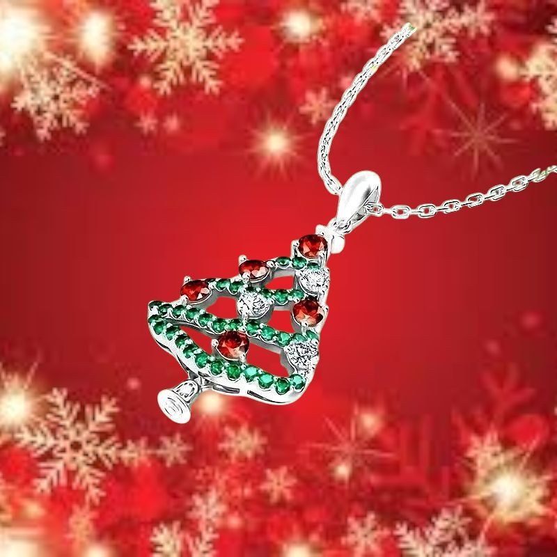 Handmade Christmas Tree Necklace New Red Green Crystals Mother Daught Size ONE SIZE - 5 Thumbnail
