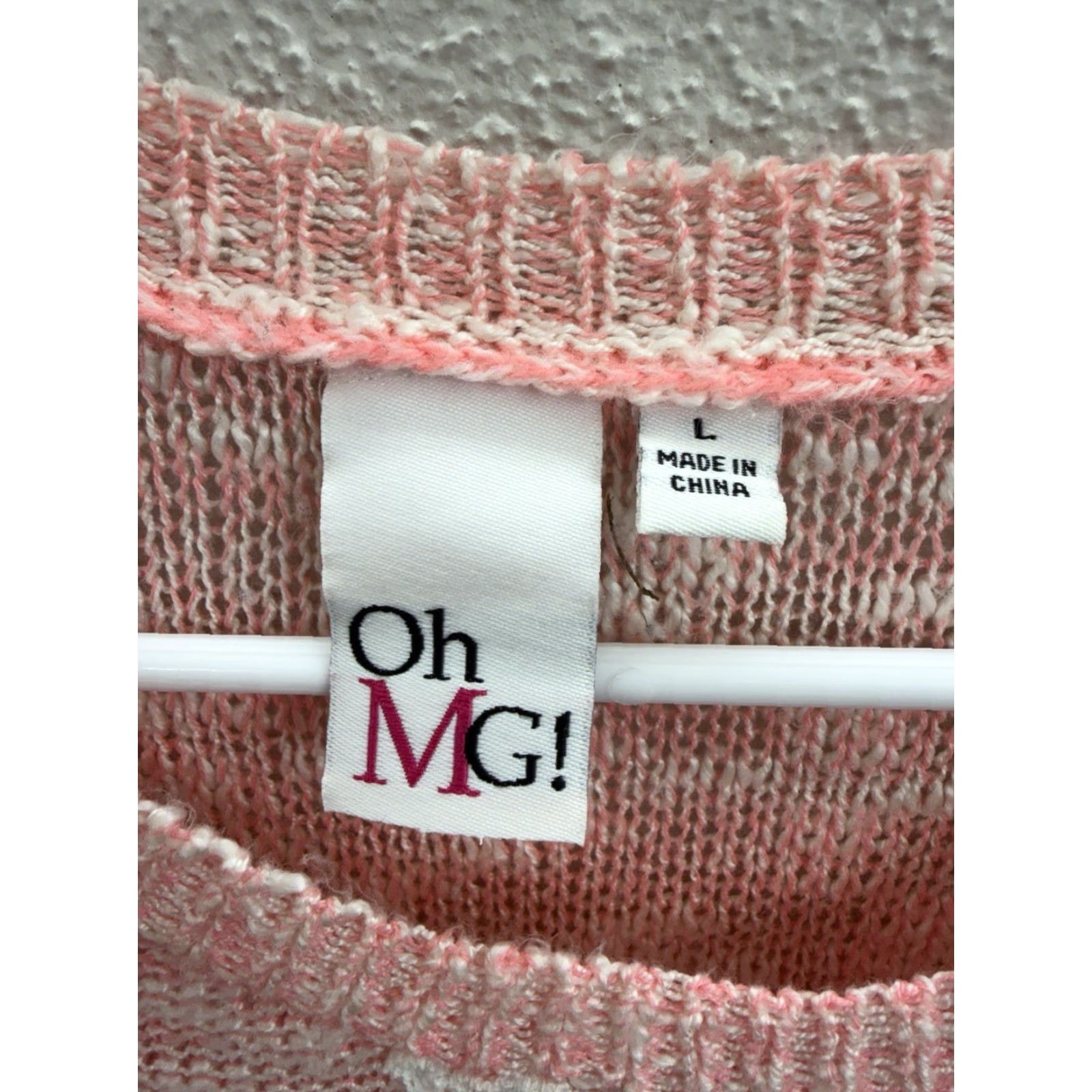 Vintage OhMG! Womens Sweater Shirt Pink Heathered Long Sleeve Thin Size L Pullover Knit Casual Women’s Classic 2000s Size L / US 10 / IT 46 - 4 Thumbnail