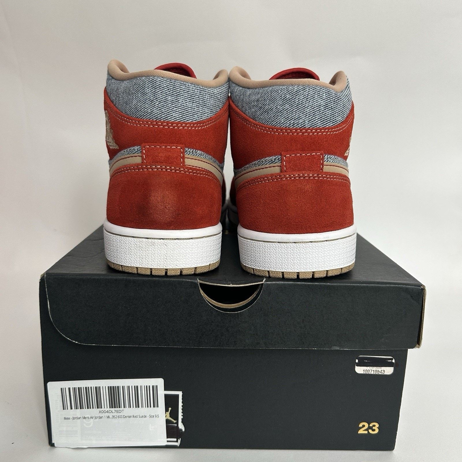 Nike Nike Air Jordan 1 Mid SE "Denim/Red Cinnabar Hemp White" Size US 9.5 / EU 42-43 - 4 Thumbnail