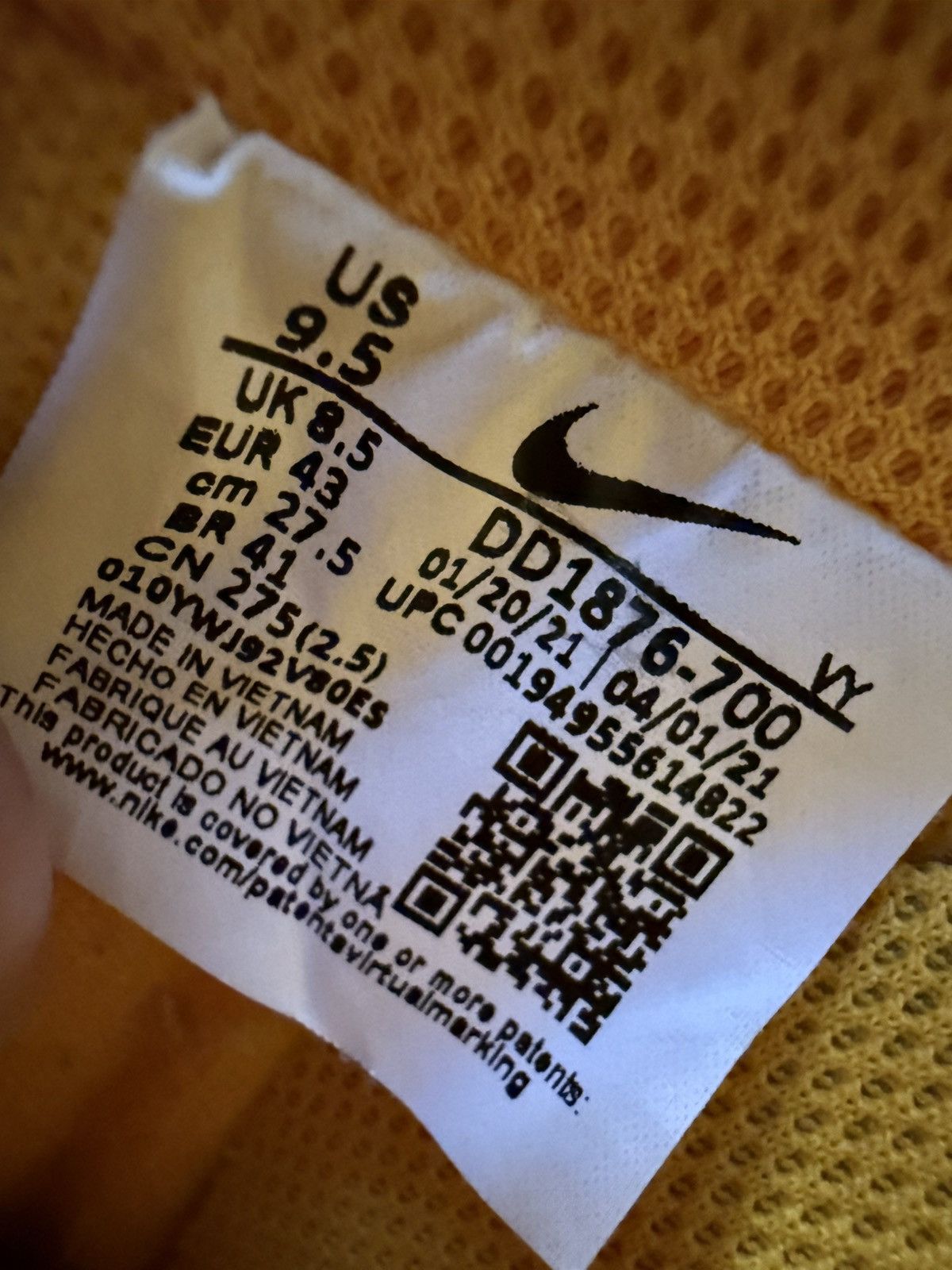 Nike 2022 Nike Air Force 1 Low Off-White ICA University Gold Size US 9.5 / EU 42-43 - 9 Thumbnail