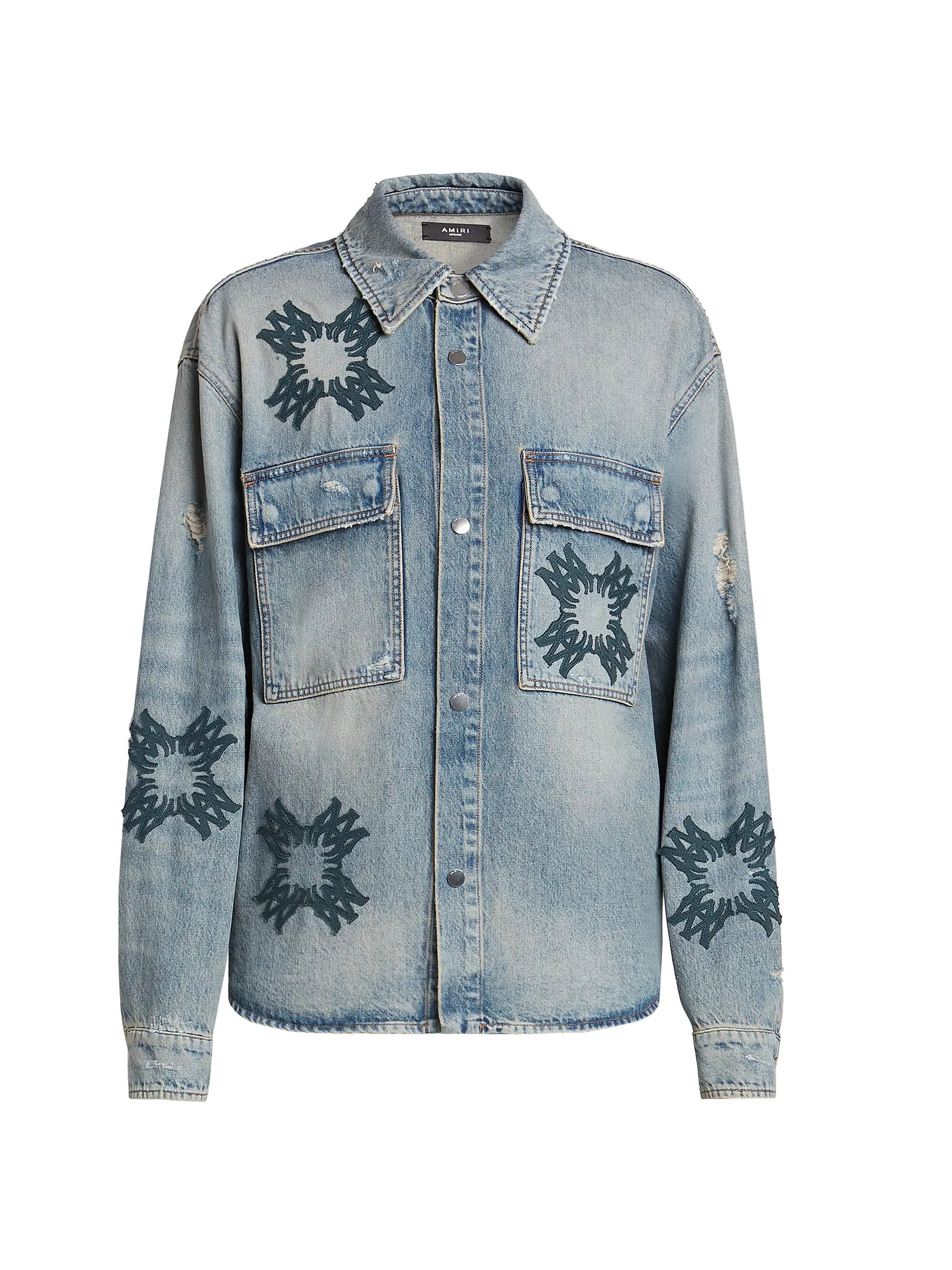 Amiri os11x0625 Ma Quad Denim Logo Shirt in Antique Indigo Size US XS / EU 42 / 0 - 1 Thumbnail