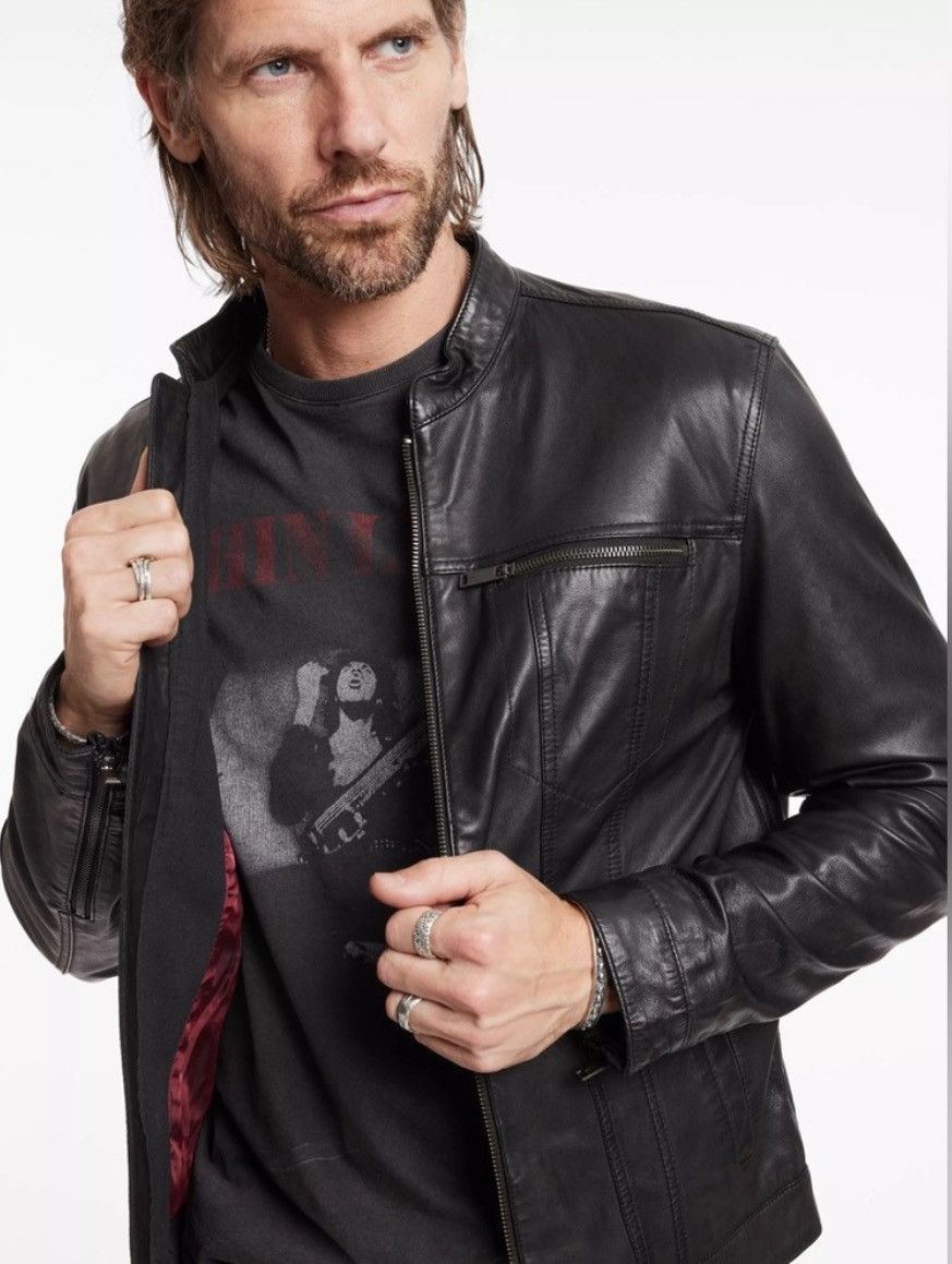 Brando band collar leather jacket. Small
