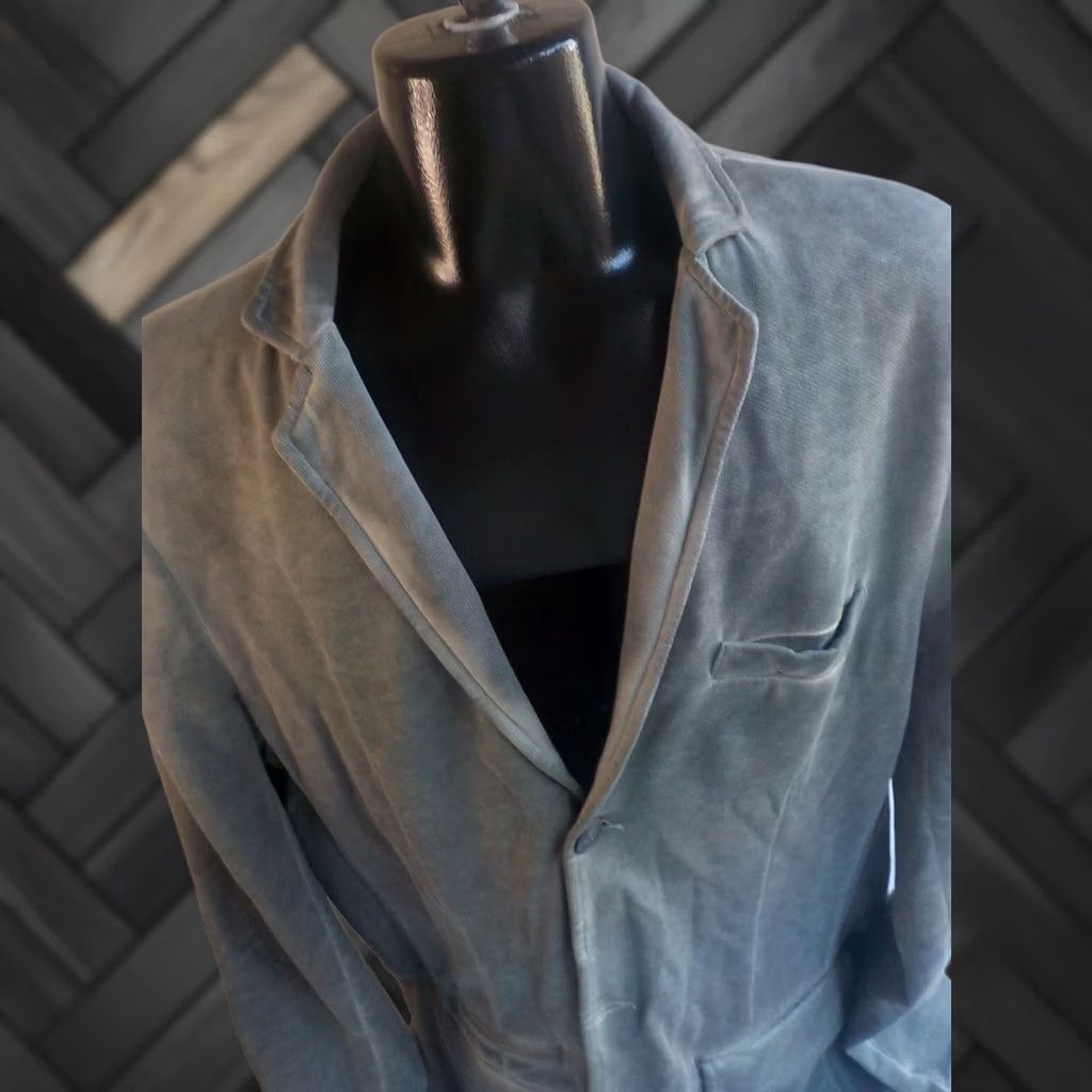 Celio CELIO Urban Collection Blazer Cotton Gray 2XL Knit Single-Breasted Notch Two-Button Ventless Mens Size 48R - 1 Thumbnail