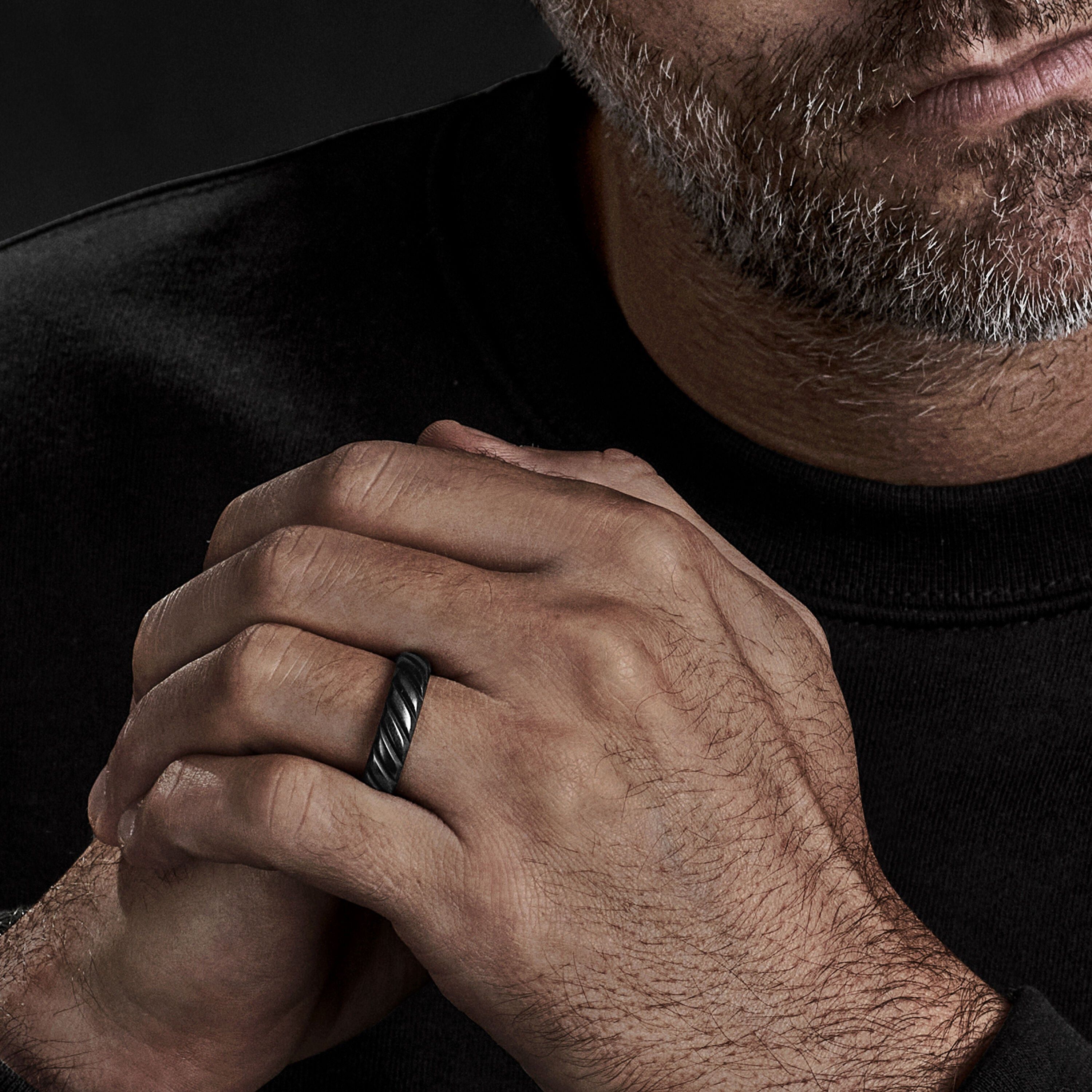 David Yurman o1w1db10526 R15463M/Size 9/Modern Cable Band Ring in Black Size ONE SIZE - 3 Thumbnail