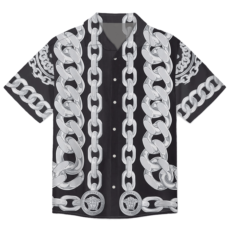 Designer × The Unbranded Brand Printed Medusa Chains Bowling Shirt | Iconic Motifs Size US L / EU 52-54 / 3 - 1 Thumbnail
