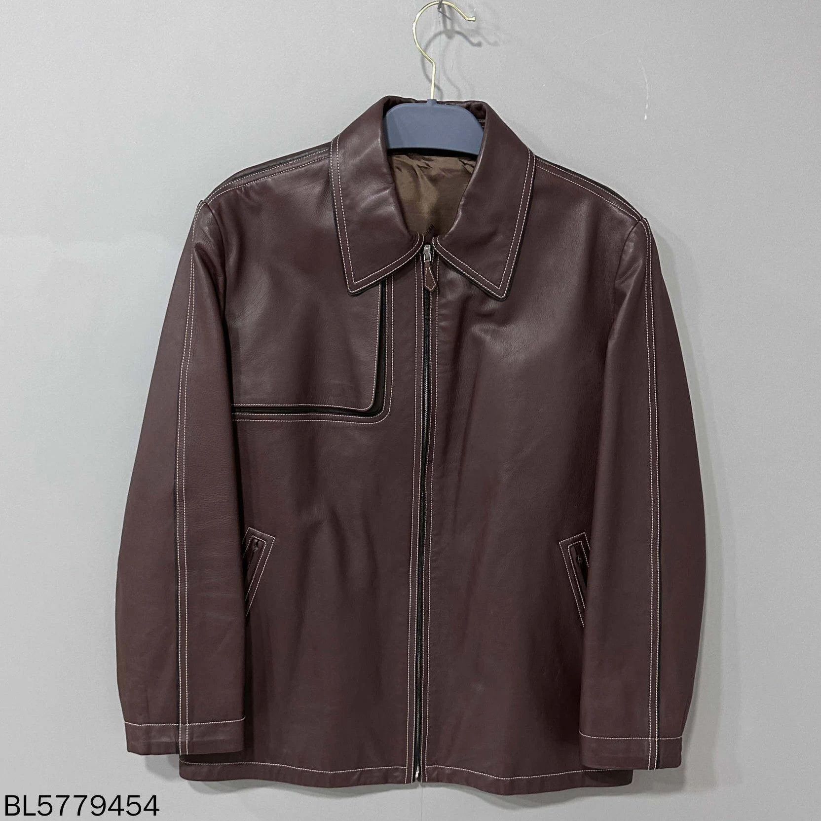 Hermes HERMES Burgundy Leather Jacket 52 99 New Size US L / EU 52-54 / 3 - 1 Thumbnail