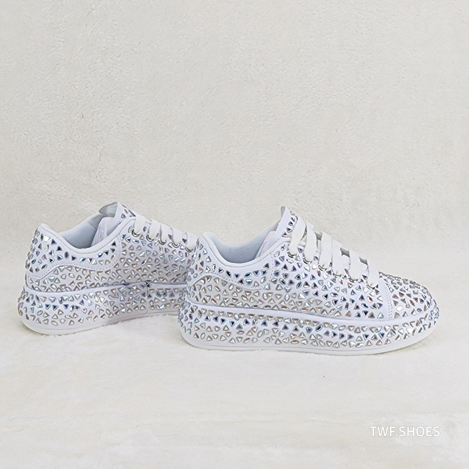 Other Geo Dazzle Cush Iridescent Stone White Platform Sneakers Ten Size US 7 / IT 37 - 3 Thumbnail