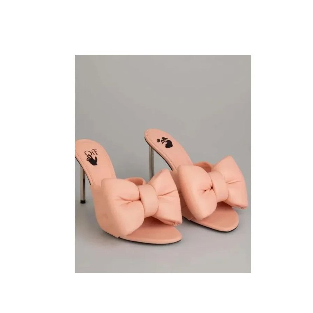 Off-White o1mle0425 Nappa Bow High Allen Pointed Heels in Pink Size US 5 / IT 35 - 3 Thumbnail