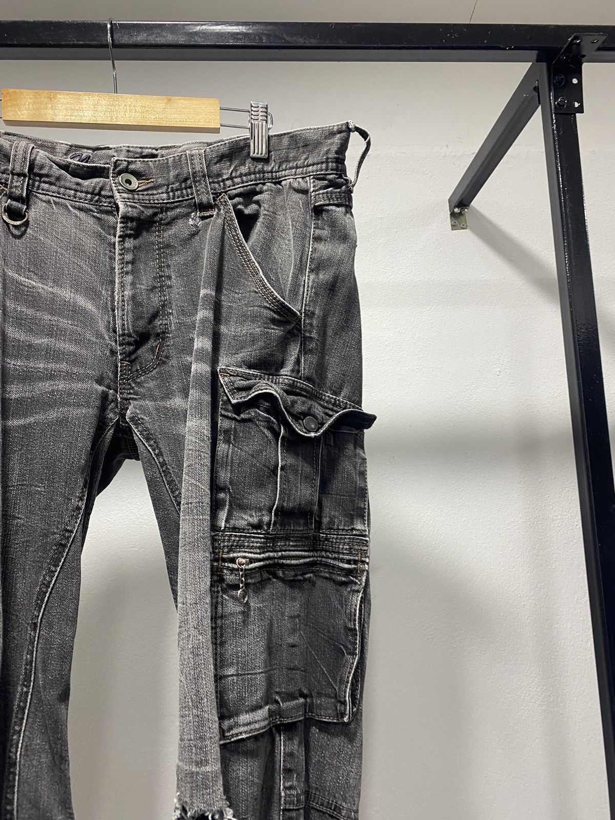Hysteric Glamour Nicole Washed Black Cargo Denim Pants Lgb Punk Size US 34 / EU 50 - 4 Thumbnail
