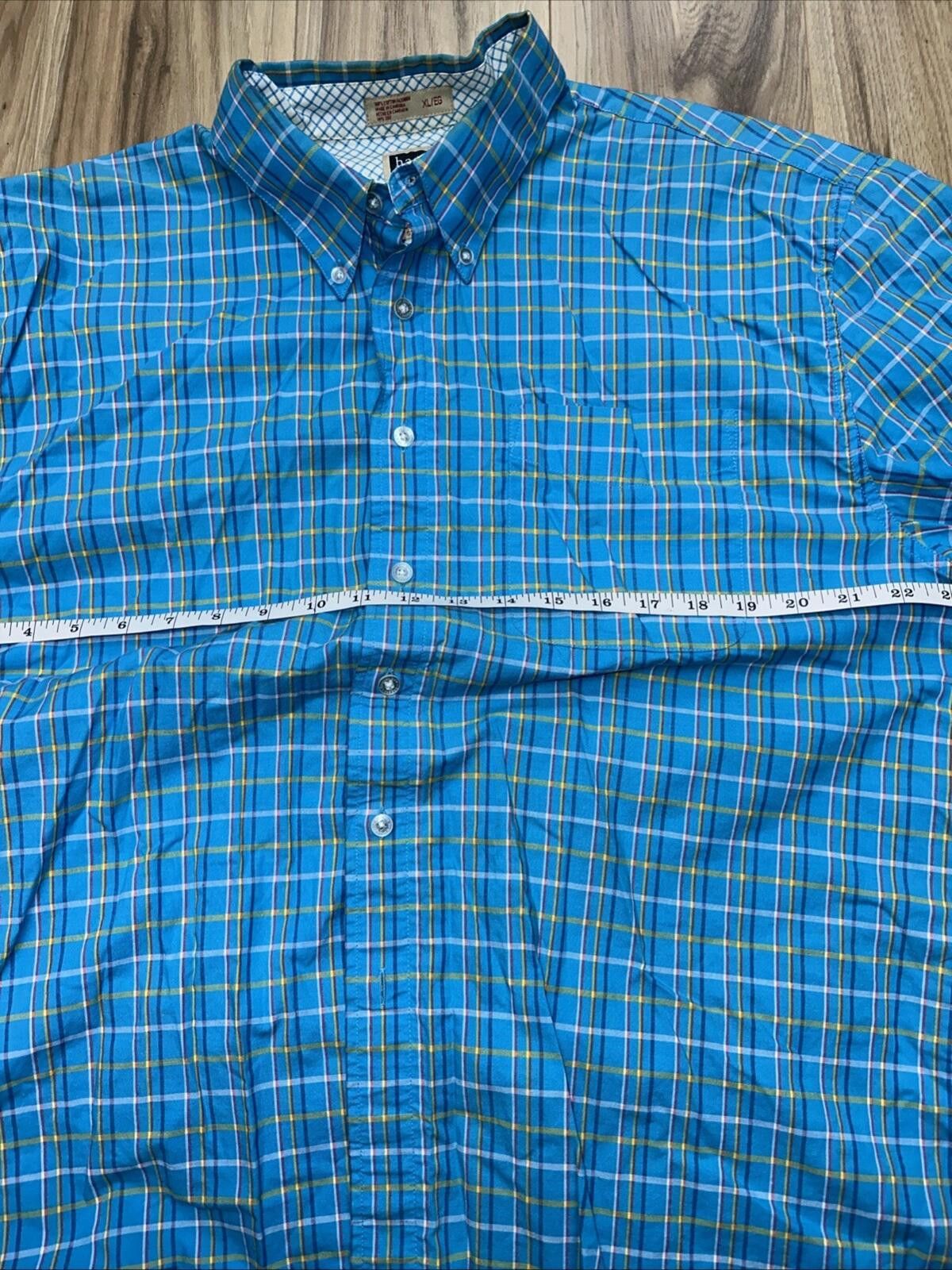 Haggar Haggar Forever New Blue Plaid Button Short Sleeve Shirt XL Size US XL / EU 56 / 4 - 7 Thumbnail