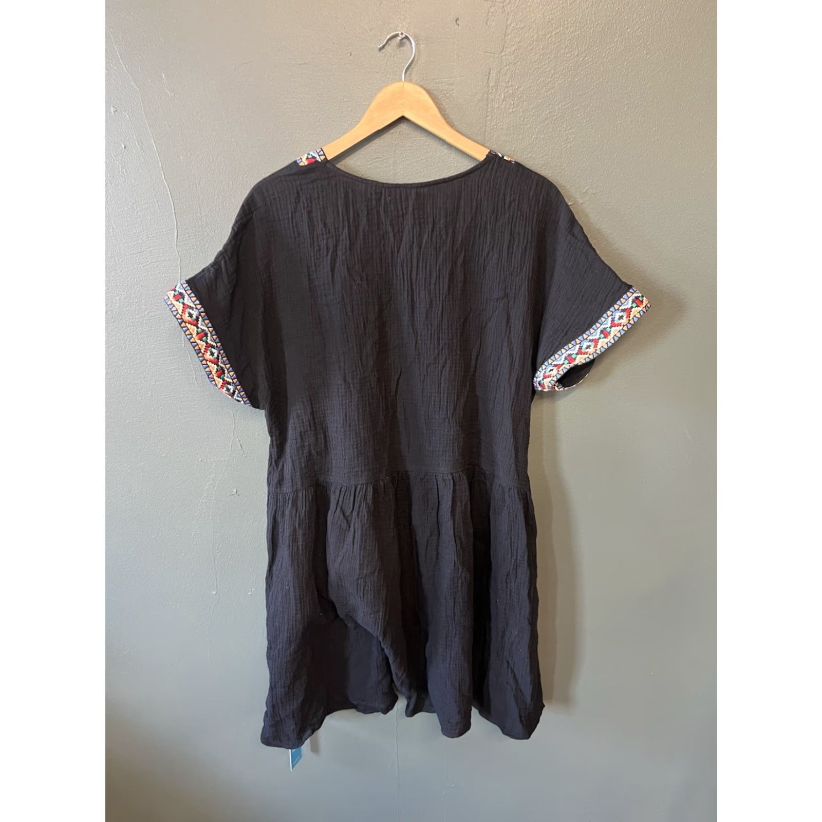 Vintage Cupshe Womens Black Short Sleeve Cover Up XL T-Shirt Short Sleeve Size 40" / US 18 - 2 Thumbnail