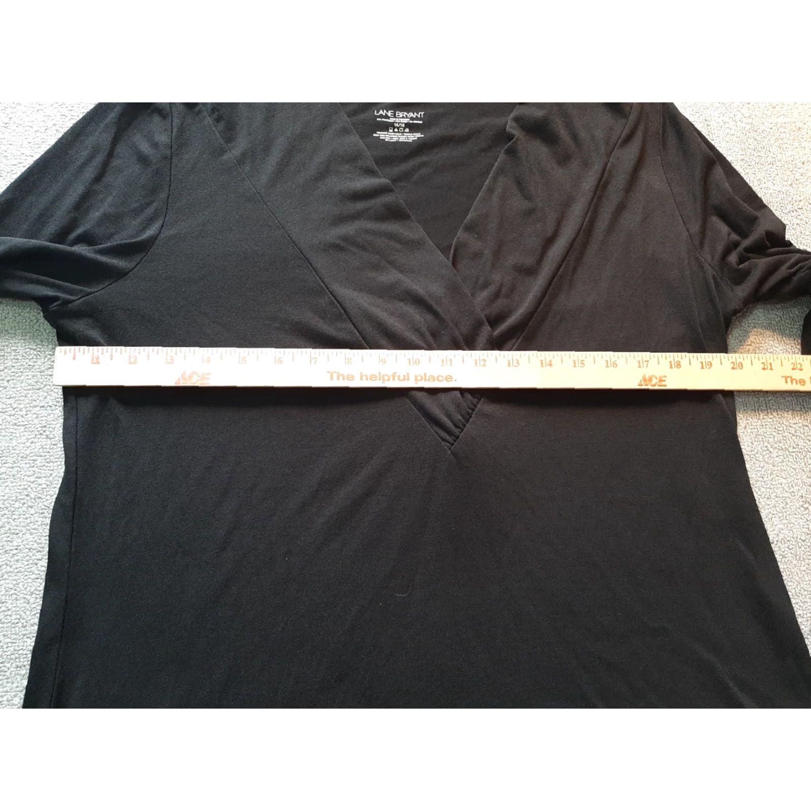 Vintage Lane Bryant Women's Blouse Long Sleeve V-Neck Black 14/16 Regular Casual Shirt Womens Size XL / US 12-14 / IT 48-50 - 3 Thumbnail