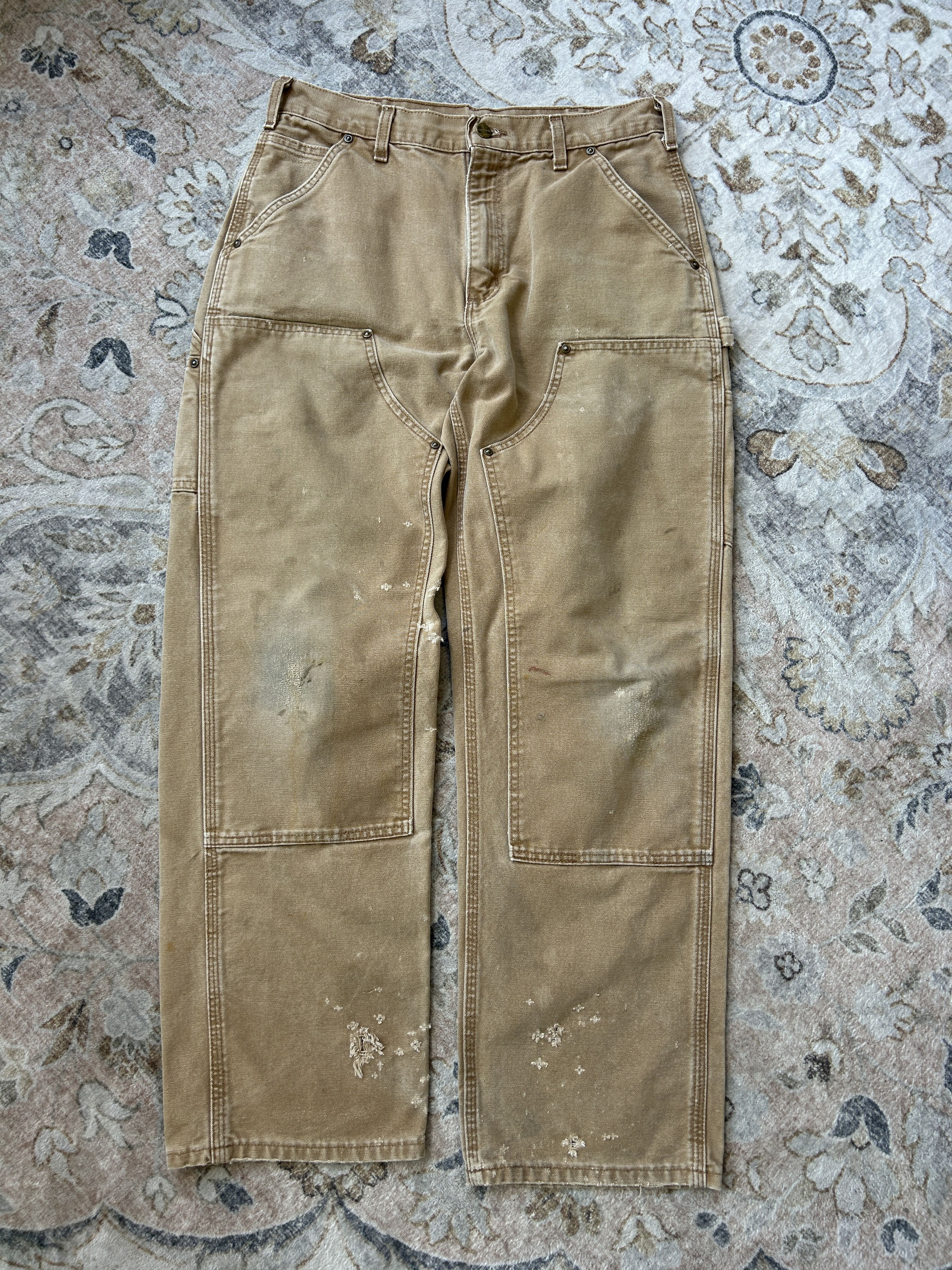 Carhartt Canvas Work Wear Double Knee Dungaree Pants 32W
