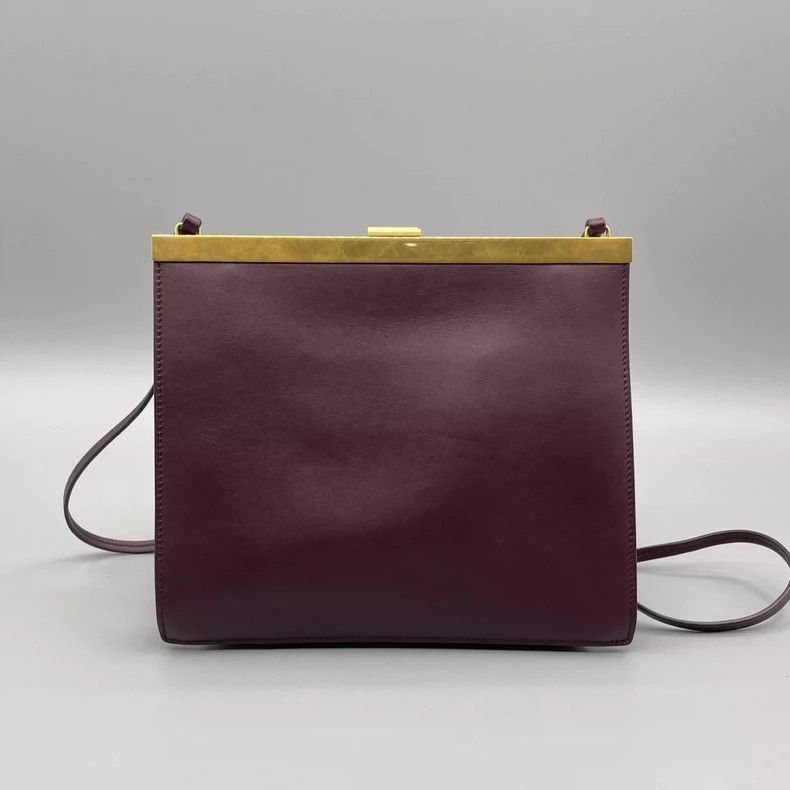 Celine CELINE Clasp Crossbody Bag in Burgundy Size ONE SIZE - 2 Thumbnail
