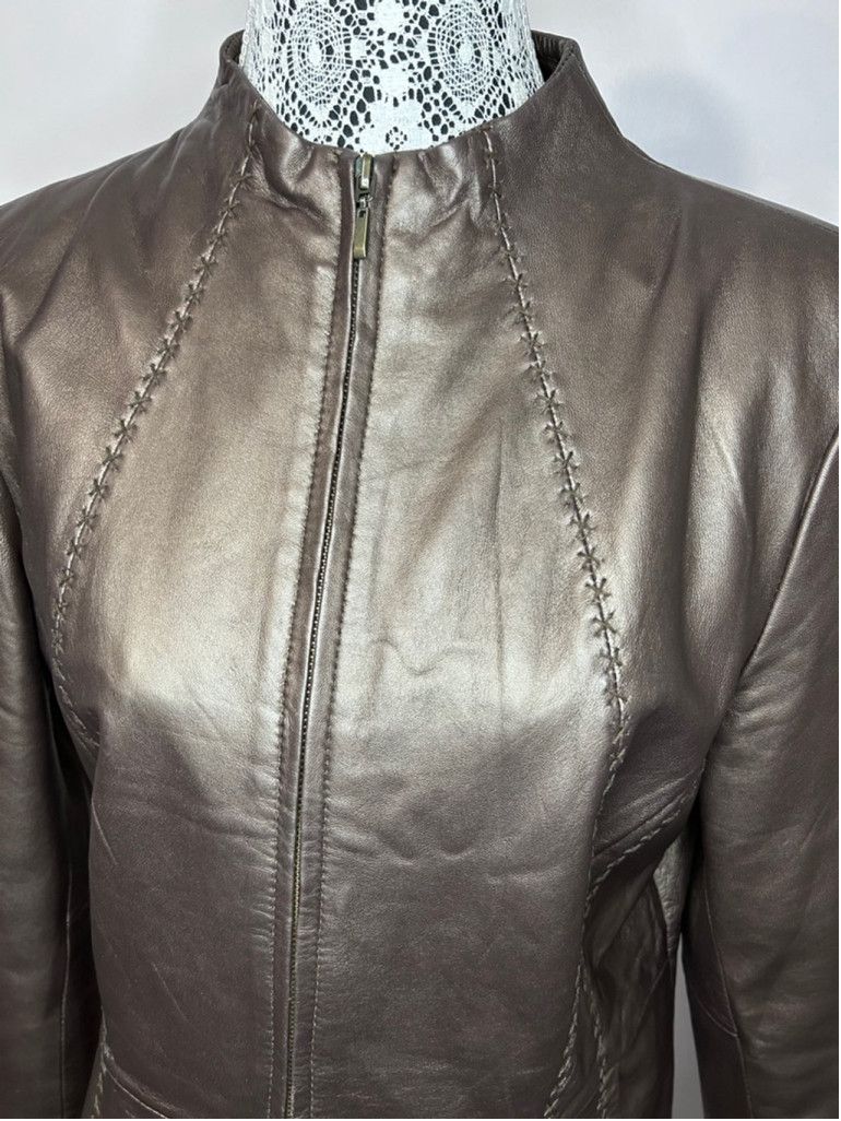 Coldwater Creek Leather Coldwater Creek Jacket, Size L, Gunmetal Size L / US 10 / IT 46 - 2 Thumbnail