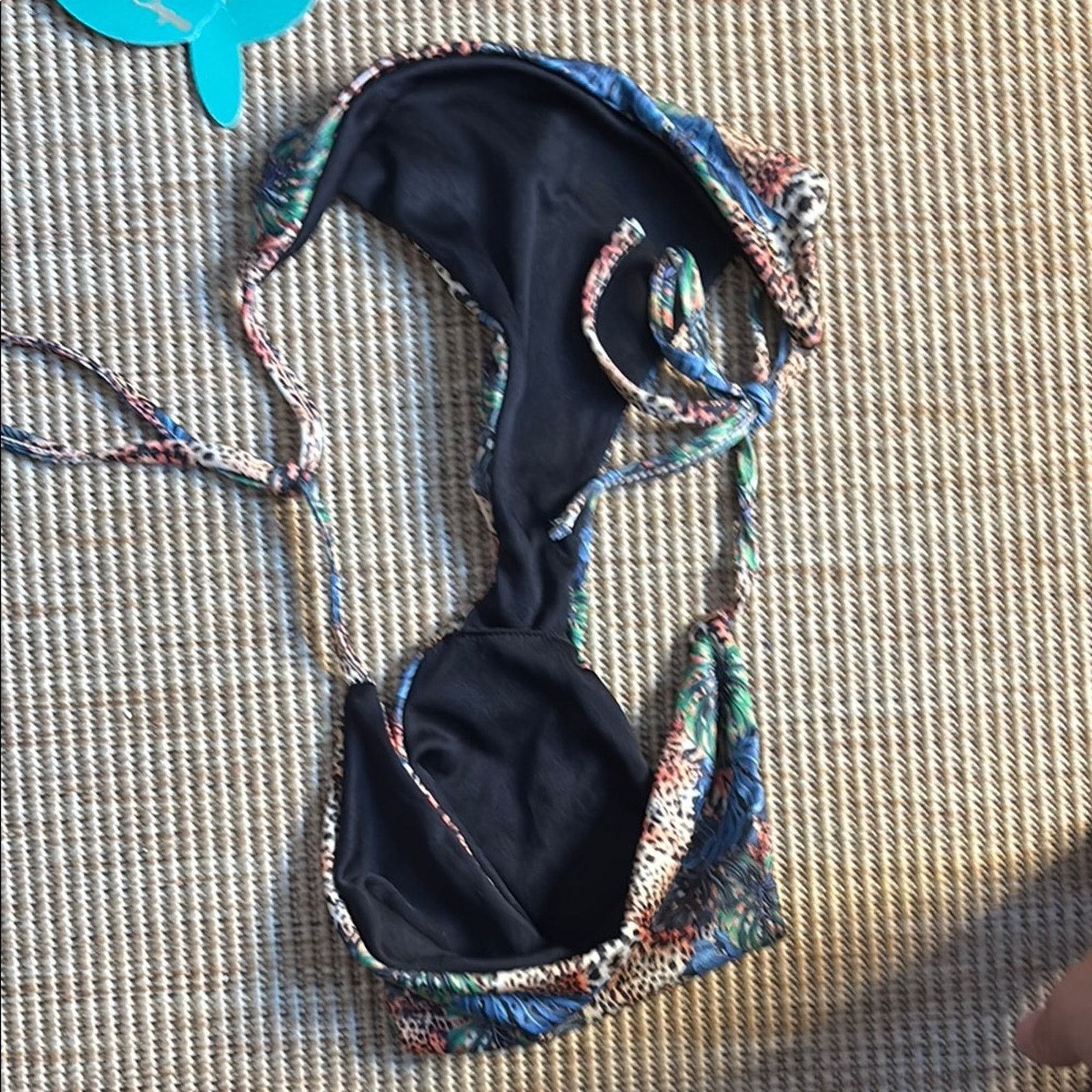 Other NWT Antica Sartoria Blue Green Triangle Bikini tropical L Size ONE SIZE - 7 Thumbnail