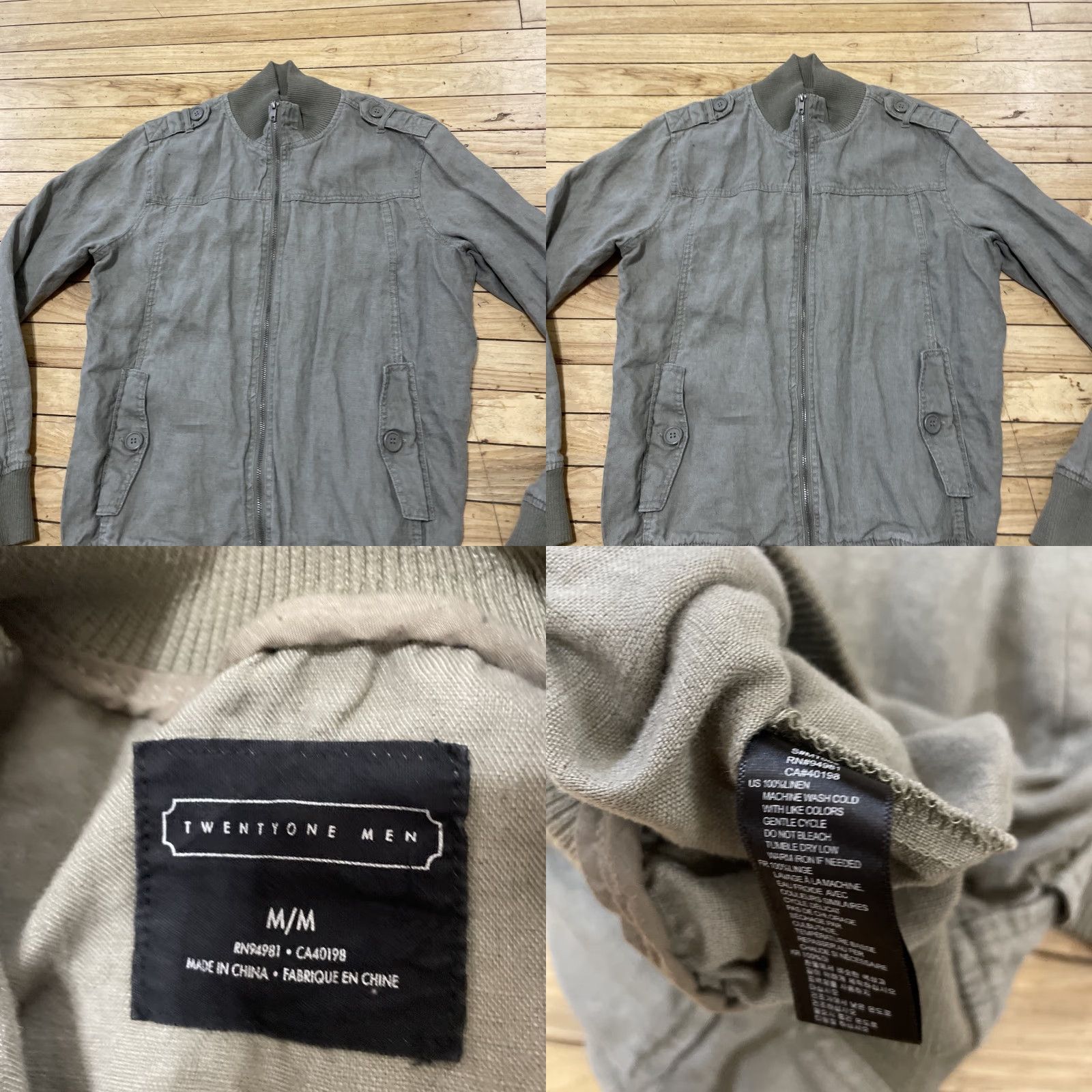 21 Men VINTAGE Flight 21MEN 100% Linen Bomber Jacket Men M Green Army Military Light Layer Shirt Size US M / EU 48-50 / 2 - 10 Thumbnail