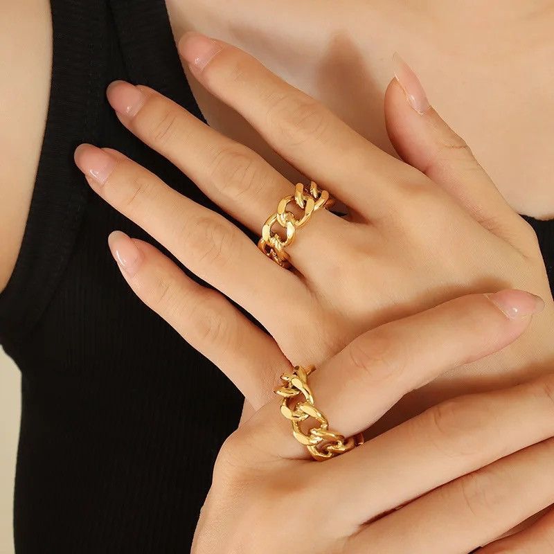 Jewelry gold cuban link ring Size ONE SIZE - 6 Thumbnail