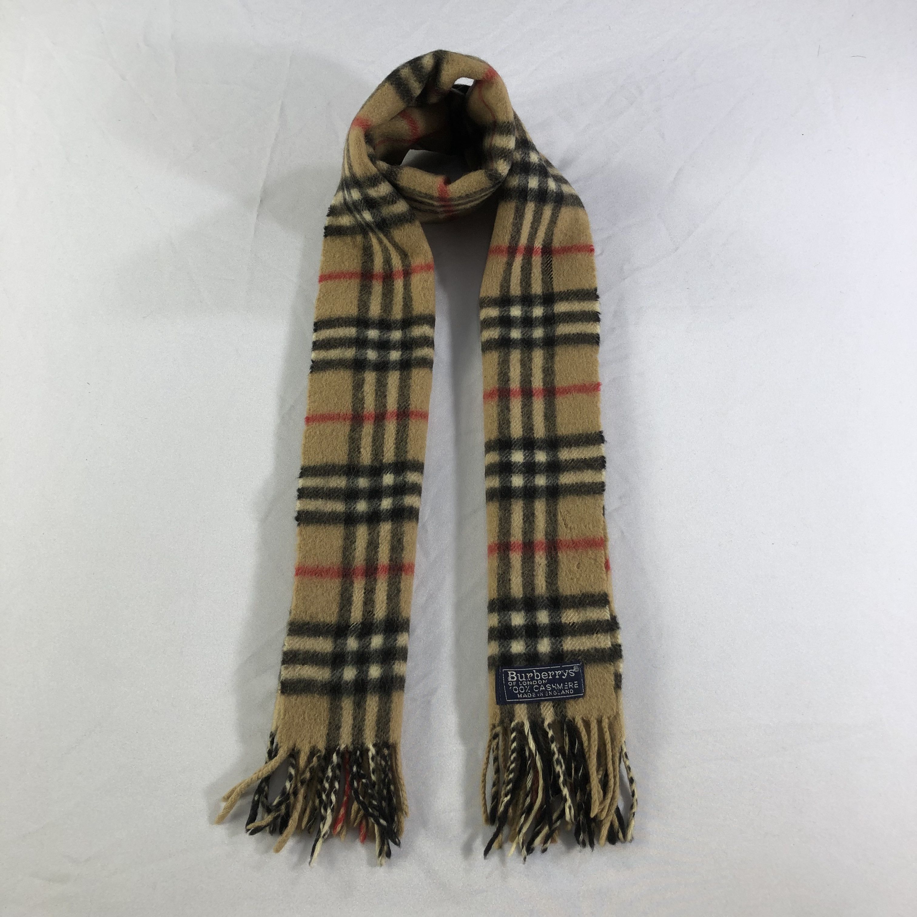 Burberry Burberrys Tan Nova Check Cashmere Scarf Muffler V1514 Size ONE SIZE - 1 Thumbnail