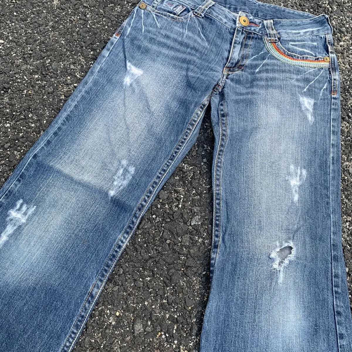 Rainbow HOT ‼️ Flare Jeans Japanese Vintage Wide Legs Ripped Pants Size US 29 - 4 Thumbnail