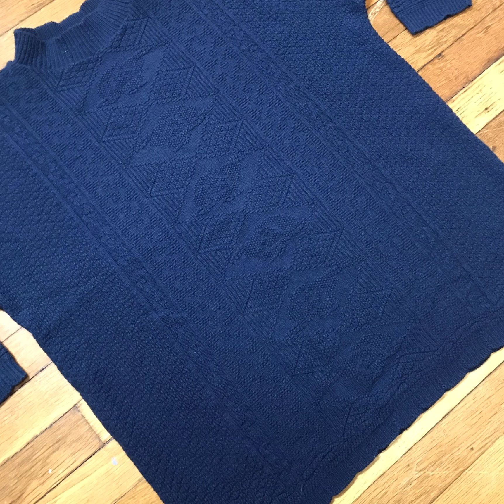 Vintage VINTAGE Spunky Sweater Mock Neck 70s 80s Blue Knit One Size XL Women’s Pullover Knit Pullover Size ONE SIZE - 3 Thumbnail