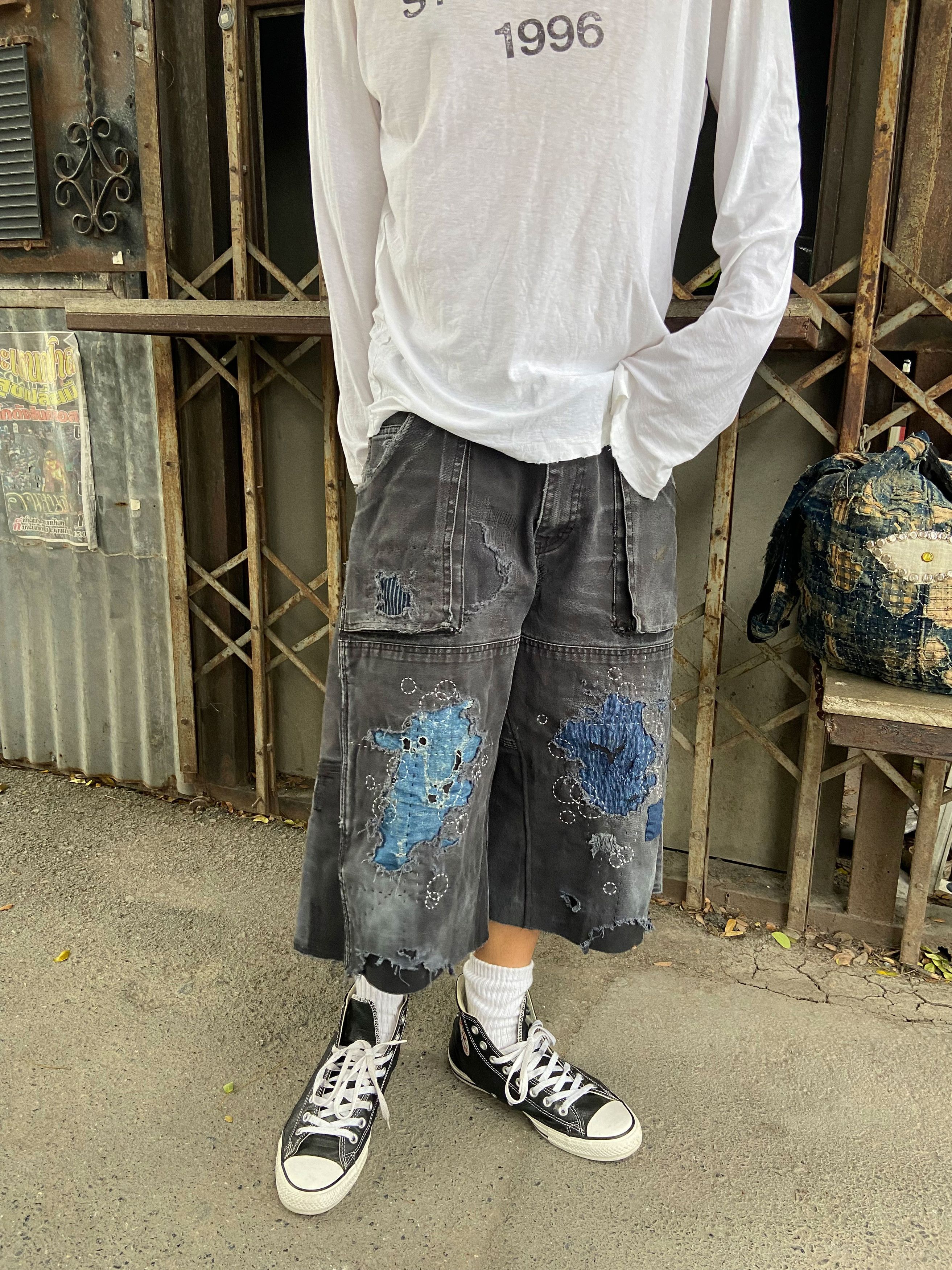 Japanese Brand Vintage Sashiko Repair Dickies Short Double Knee Pant Size US 34 / EU 50 - 4 Thumbnail