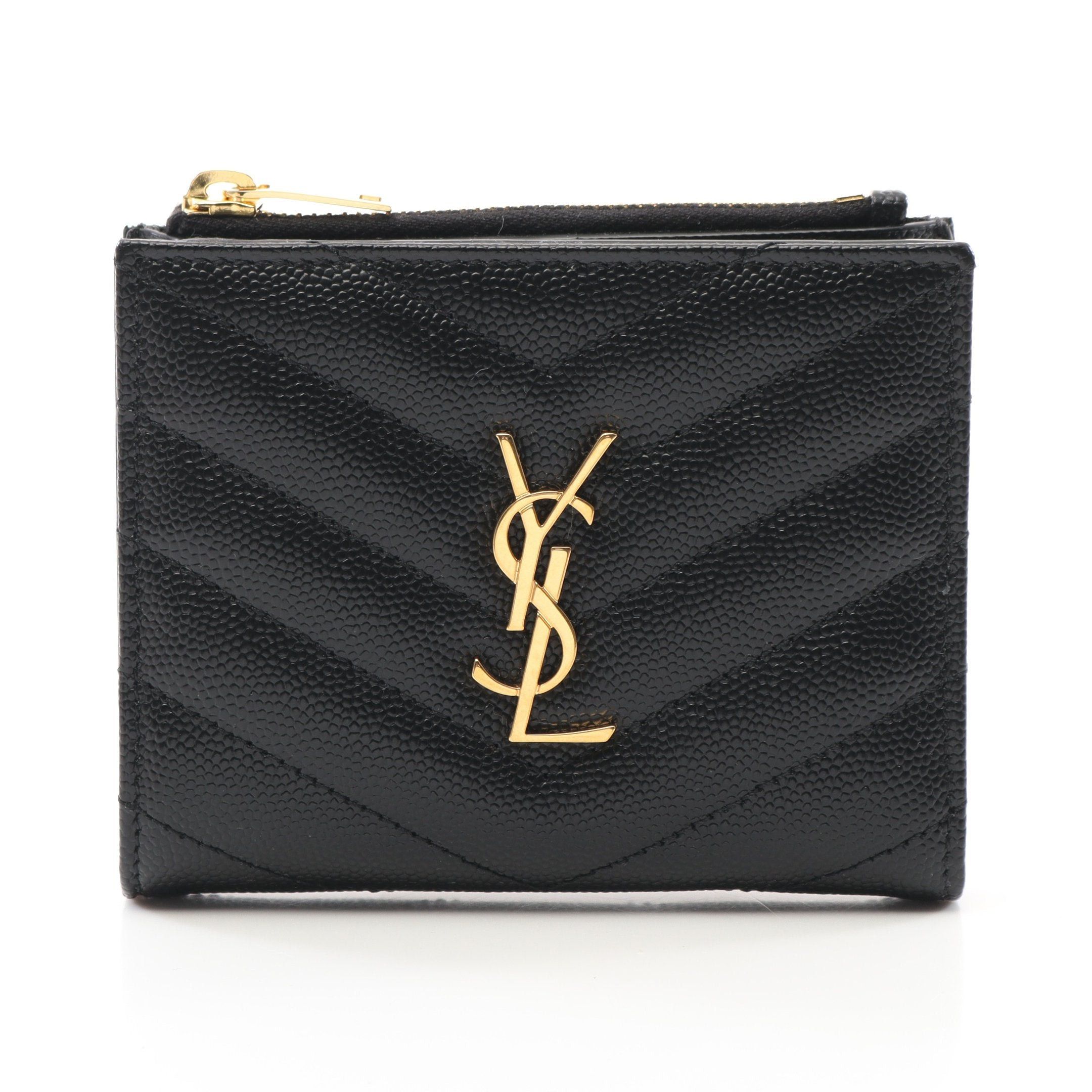 Yves Saint Laurent Yves Saint Laurent Monogram Bi-Fold Wallet Leather Black Size ONE SIZE - 1 Thumbnail