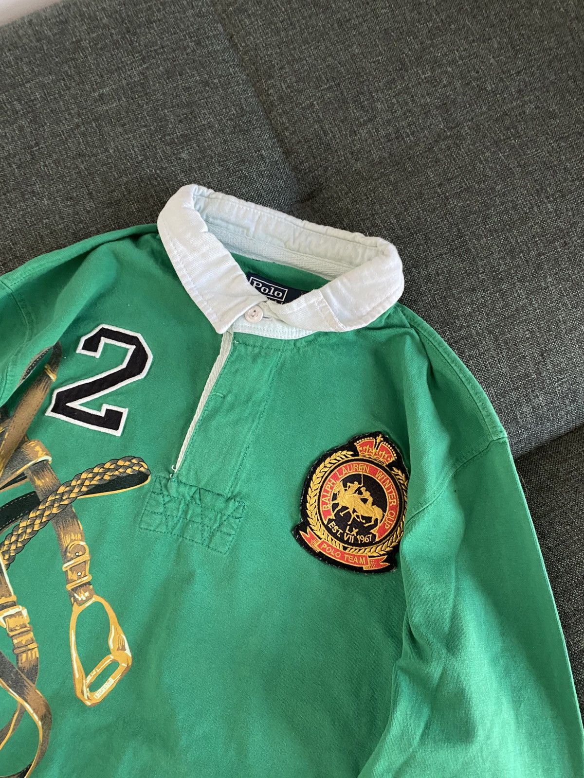 Polo Ralph Lauren Polo Ralph Lauren Vintage Polo Rugby Shirt Big Logo Chains Size US L / EU 52-54 / 3 - 4 Thumbnail