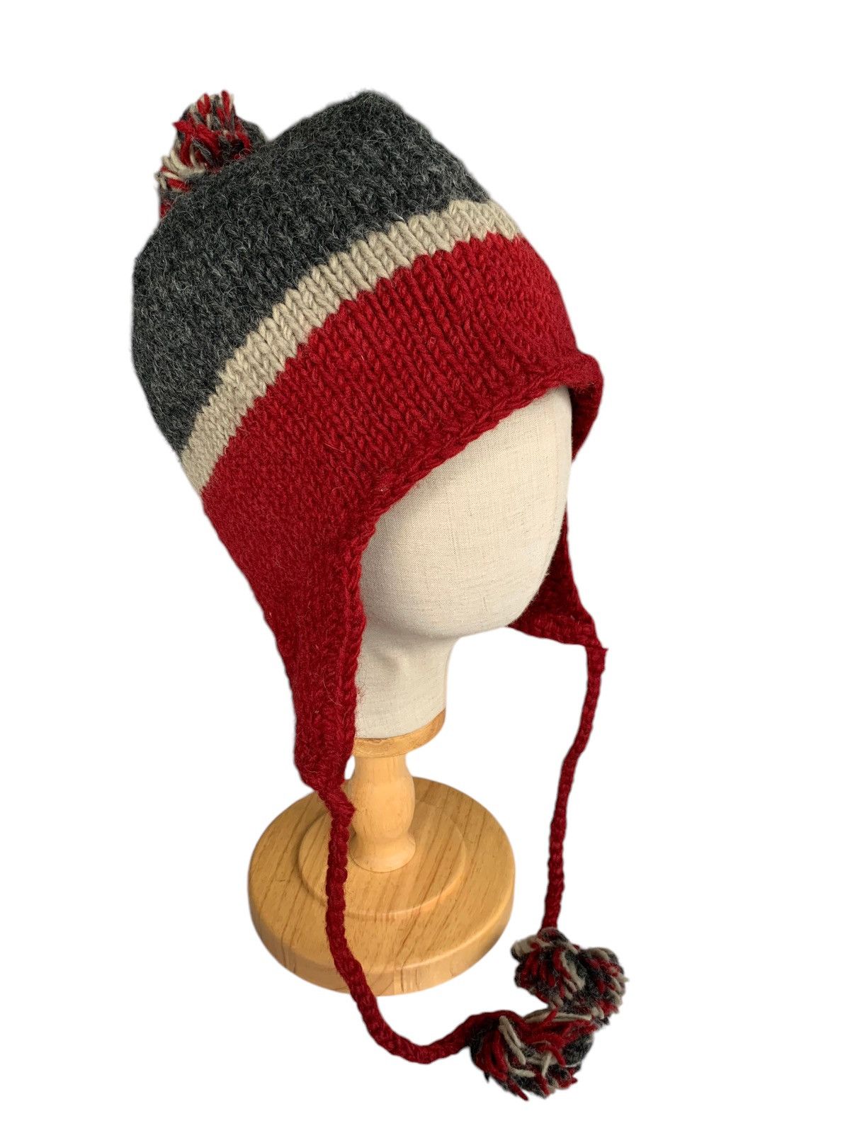 Japanese Brand Rare Wool Knitted Earflap Beanie Hats Size ONE SIZE - 1 Thumbnail