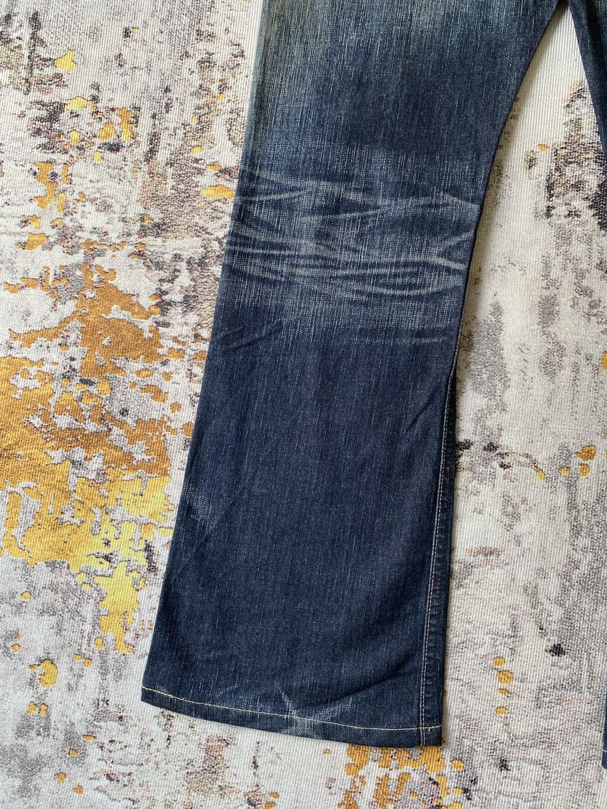 Japanese Brand Edwin 503 Blue Trip Claws Mark Distressed Flare Denim Size US 32 / EU 48 - 14 Thumbnail
