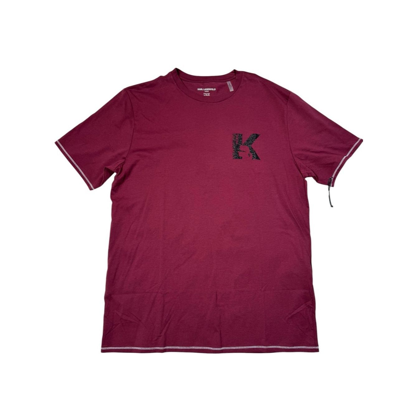 Karl Lagerfeld NWT New KARL LAGERFELD PARIS Shiny K Logo T-Shirt In Wine S Size US L / EU 52-54 / 3 - 2 Thumbnail