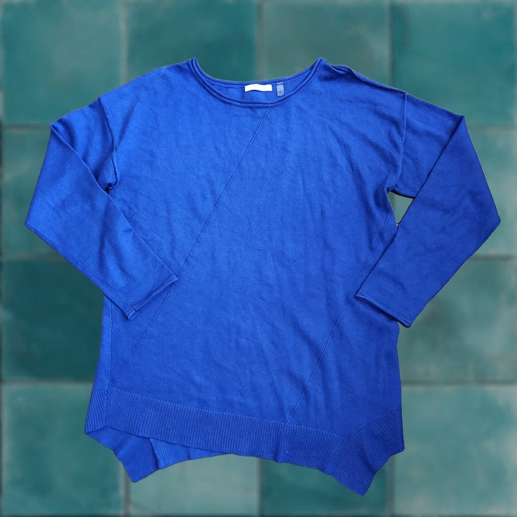 Vintage 89th + Madison Blue Knit Long Sleeve Pullover Sweatshirt Women's Large Crew Neck Bohemian Outdoor Casual Travel Sweater Size L / US 10 / IT 46 - 1 Thumbnail