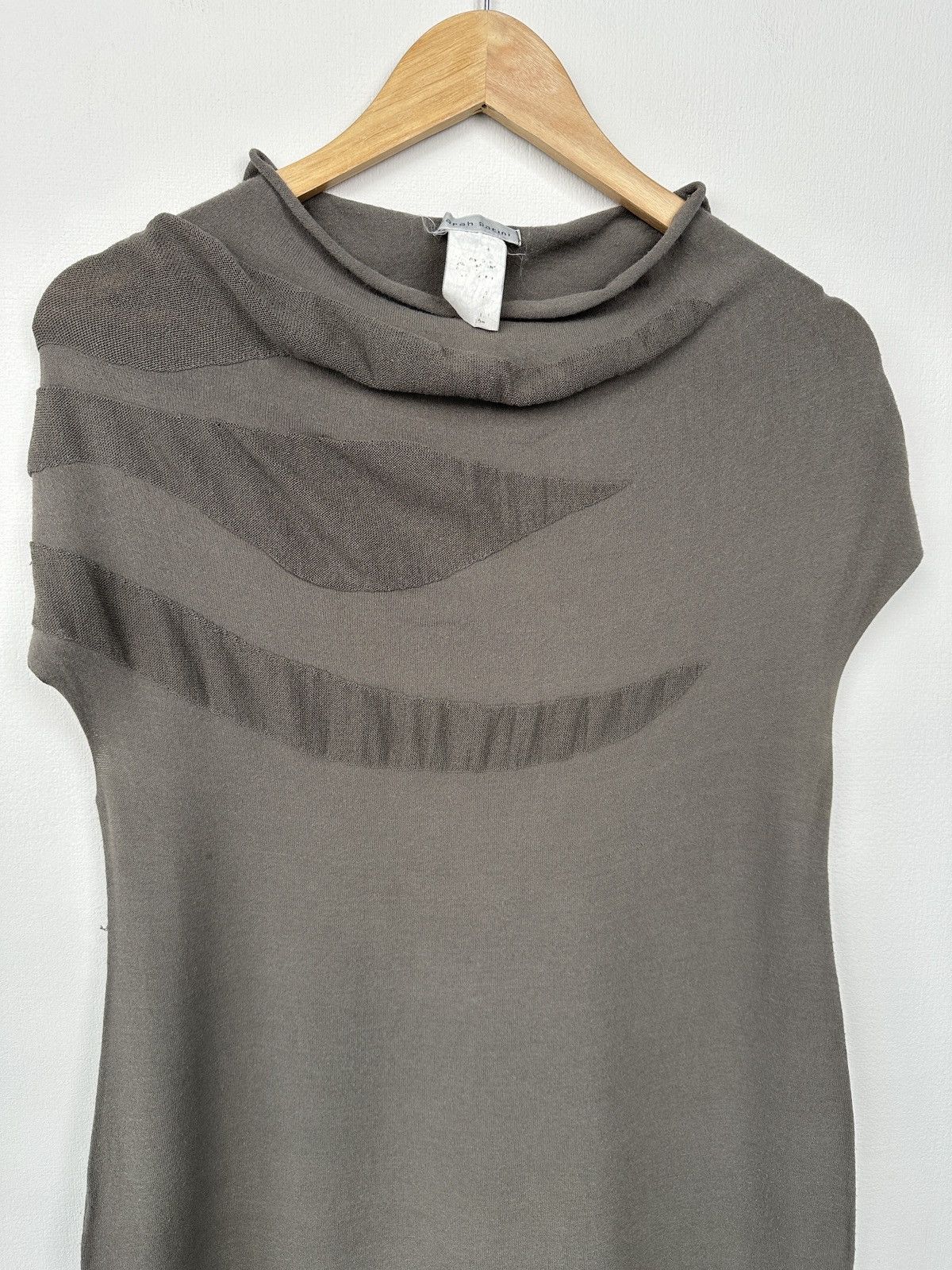 Sarah Pacini SARAH PACINI Grey Taupe Sleeveless Midi Dress Mesh Detail Size S / US 4 / IT 40 - 3 Thumbnail