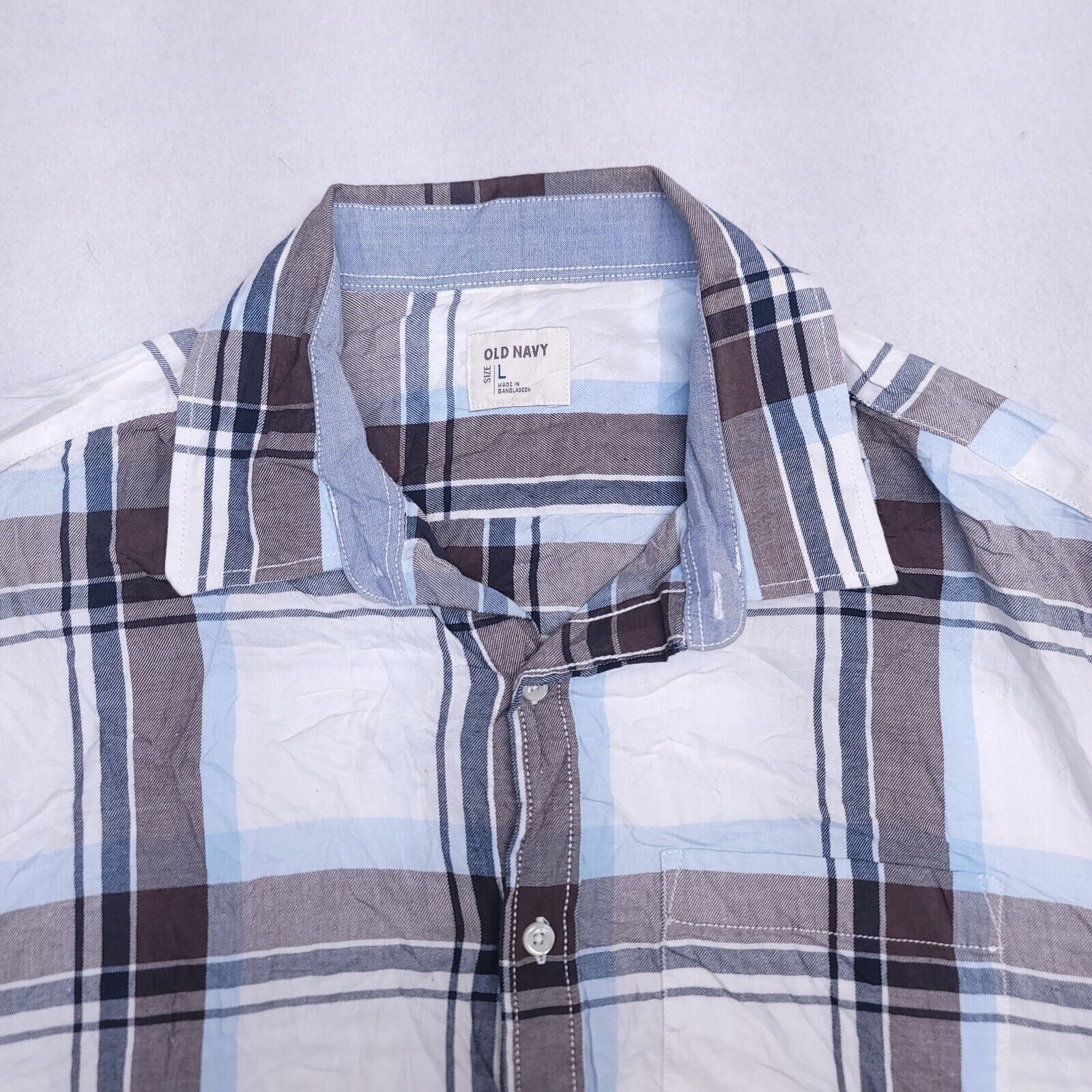Old Navy Old Navy Madras Flannel Shirt Mens Size Large L Brown Blue Size US L / EU 52-54 / 3 - 1 Thumbnail