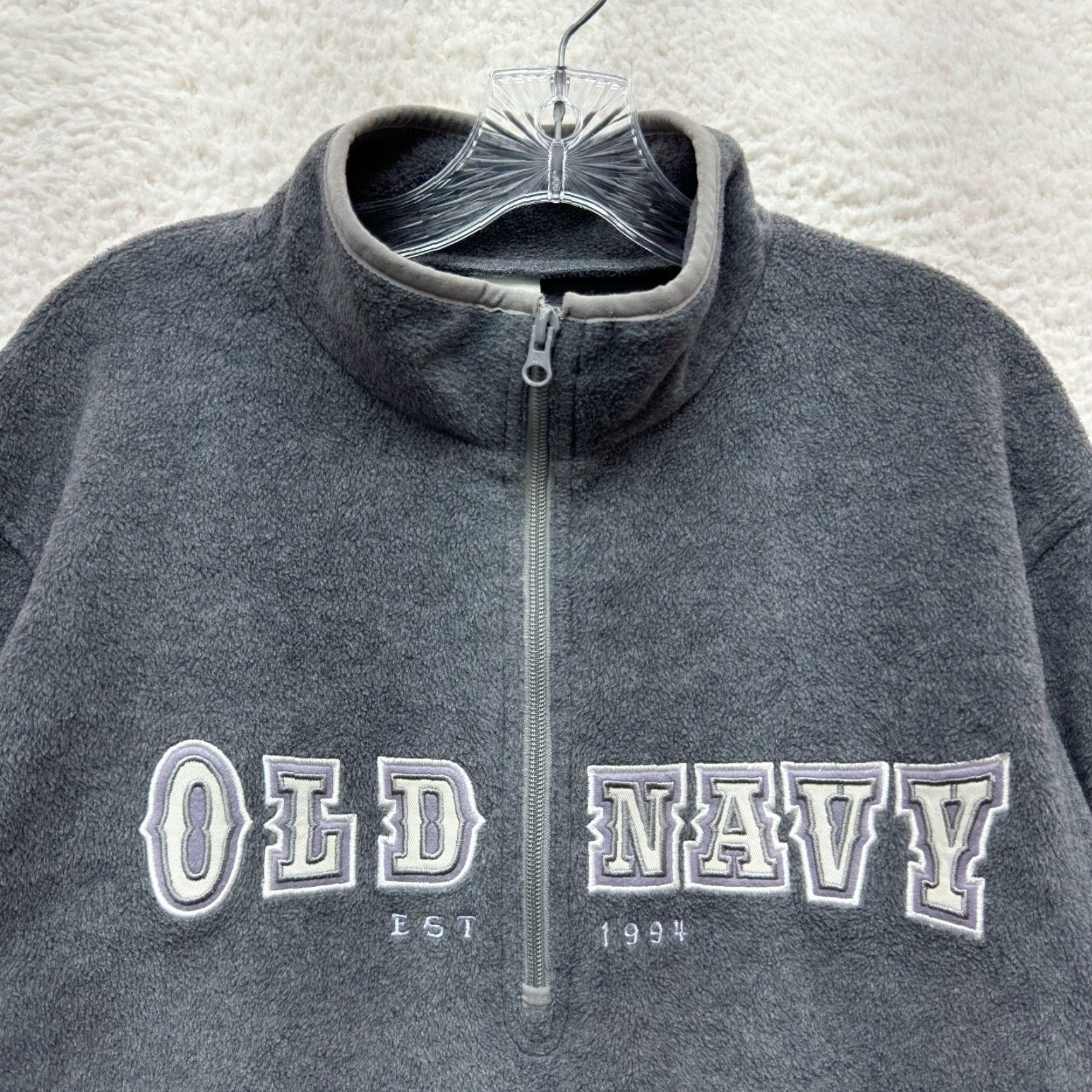 Old Navy VINTAGE Old Navy Sweater XL Gray Fleece 1/4 Zip Spellout Logo Mock Neck Mens Womens Gift-ready Size XL / US 12-14 / IT 48-50 - 3 Thumbnail