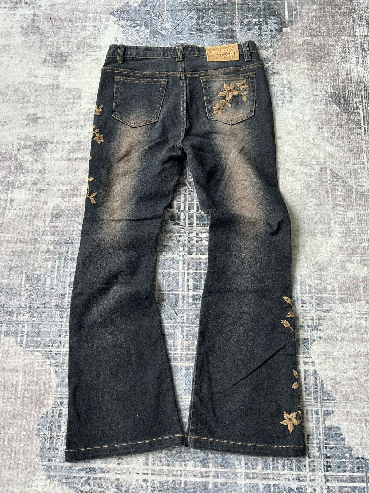 If Six Was Nine Y2k Flared Cox Embroidery Flower Pants Size US 28 / EU 44 - 3 Thumbnail