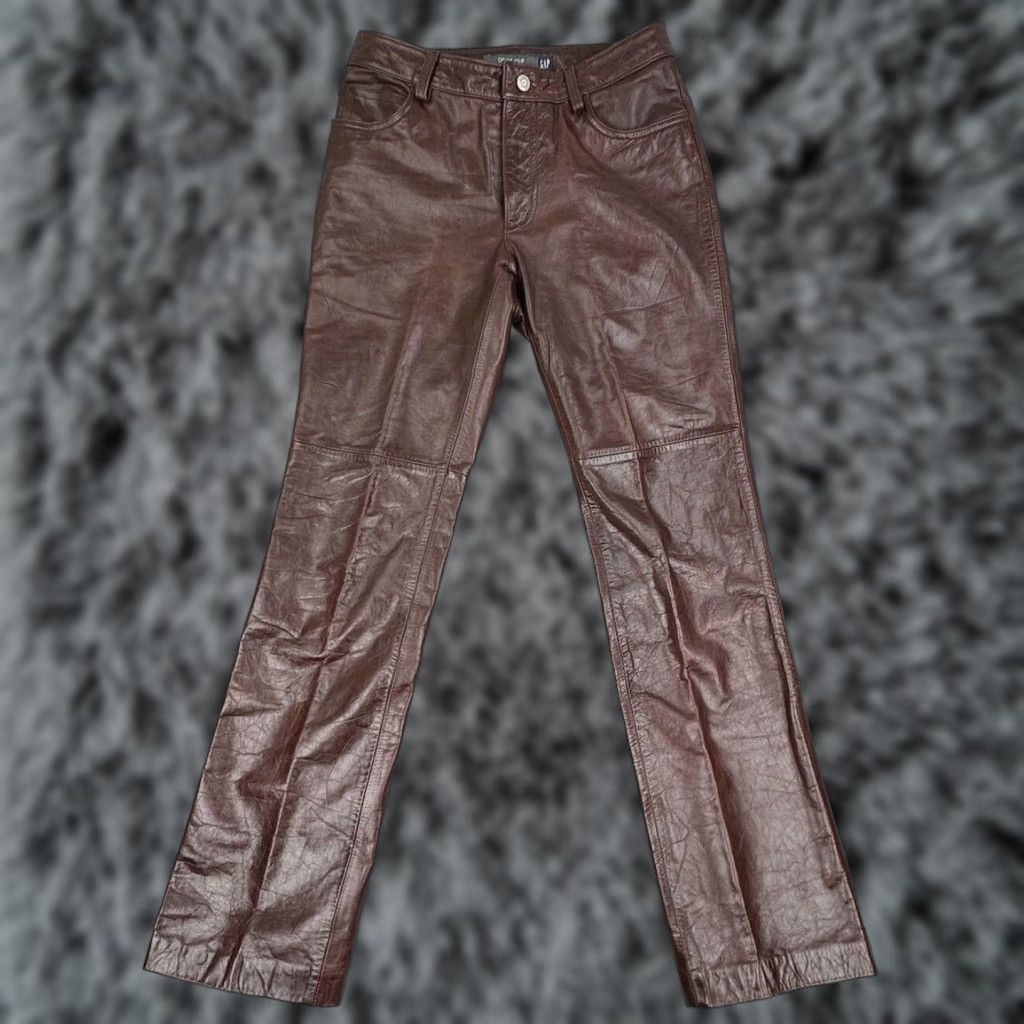 VINTAGE Gap Leather Pants Womens Size Brown Bootcut Y2K Cowgirl