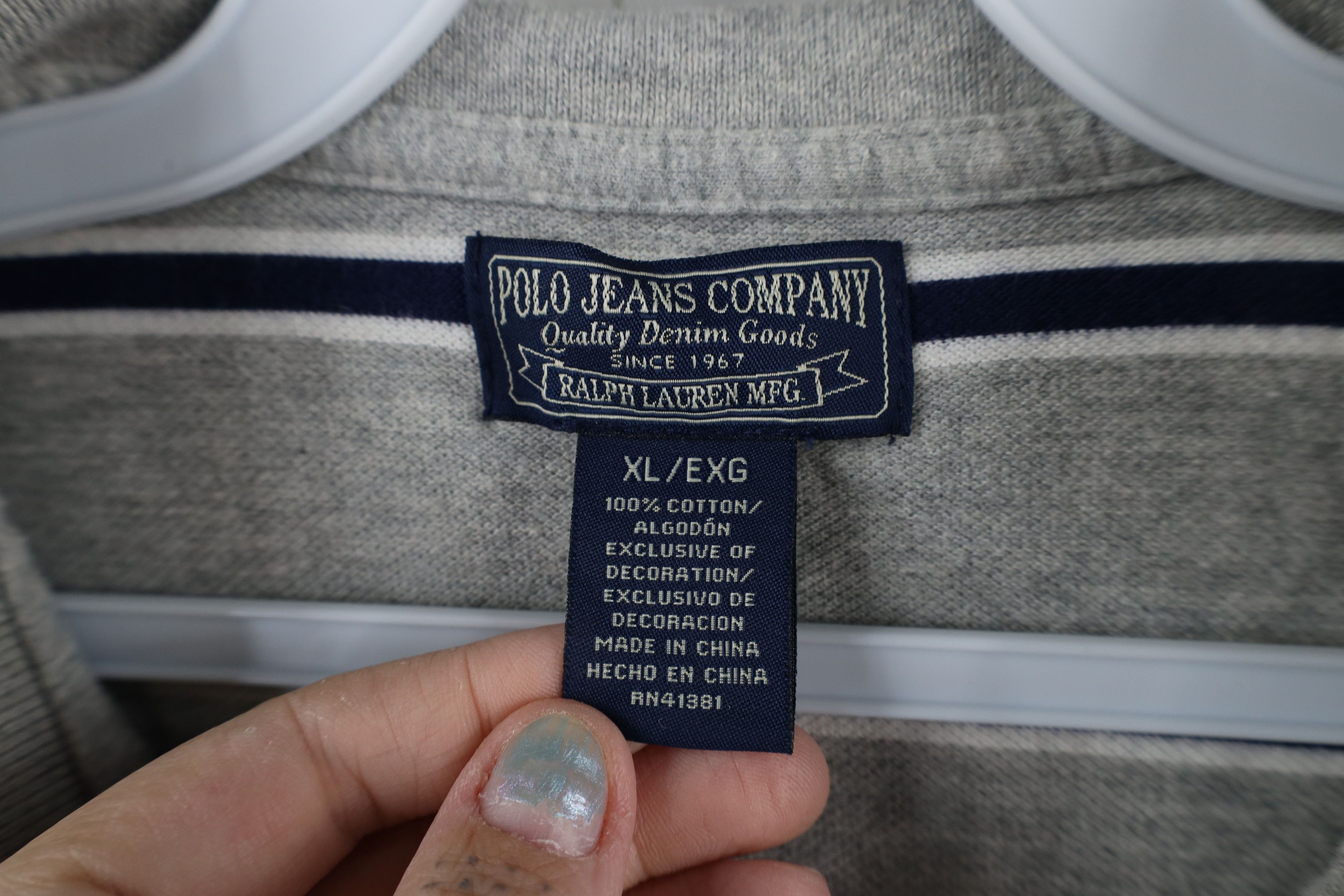 Ralph Lauren × Vintage Vintage 90s Ralph Lauren Flag Collared Golf Polo Shirt Gray Size US XL / EU 56 / 4 - 5 Thumbnail