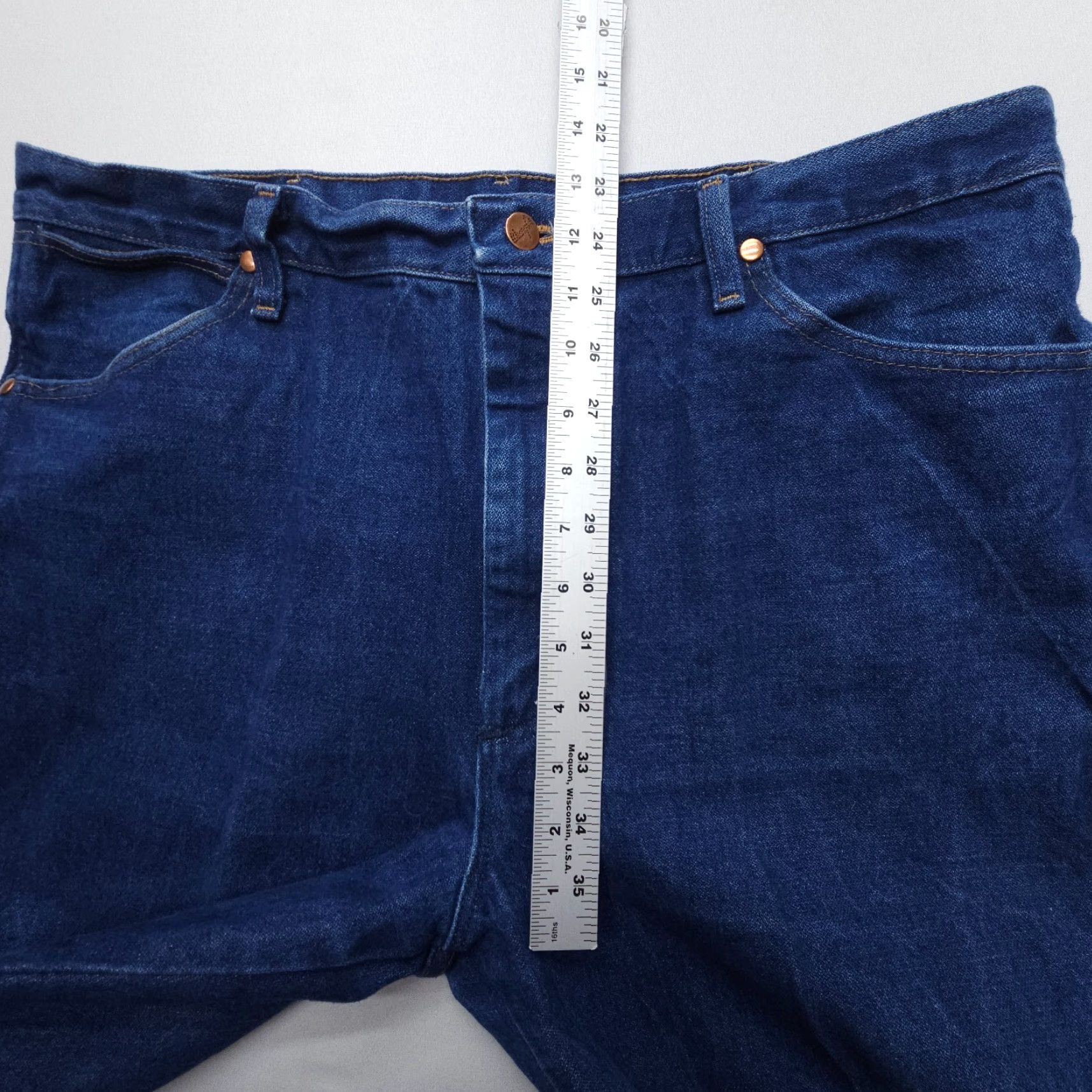 Wrangler Wrangler Cowboy Cut Jeans Mens 38 x 34 Dark Wash Denim Slim 5-Pocket USA Theme Model 13MWZ Size US 38 / EU 54 - 7 Thumbnail