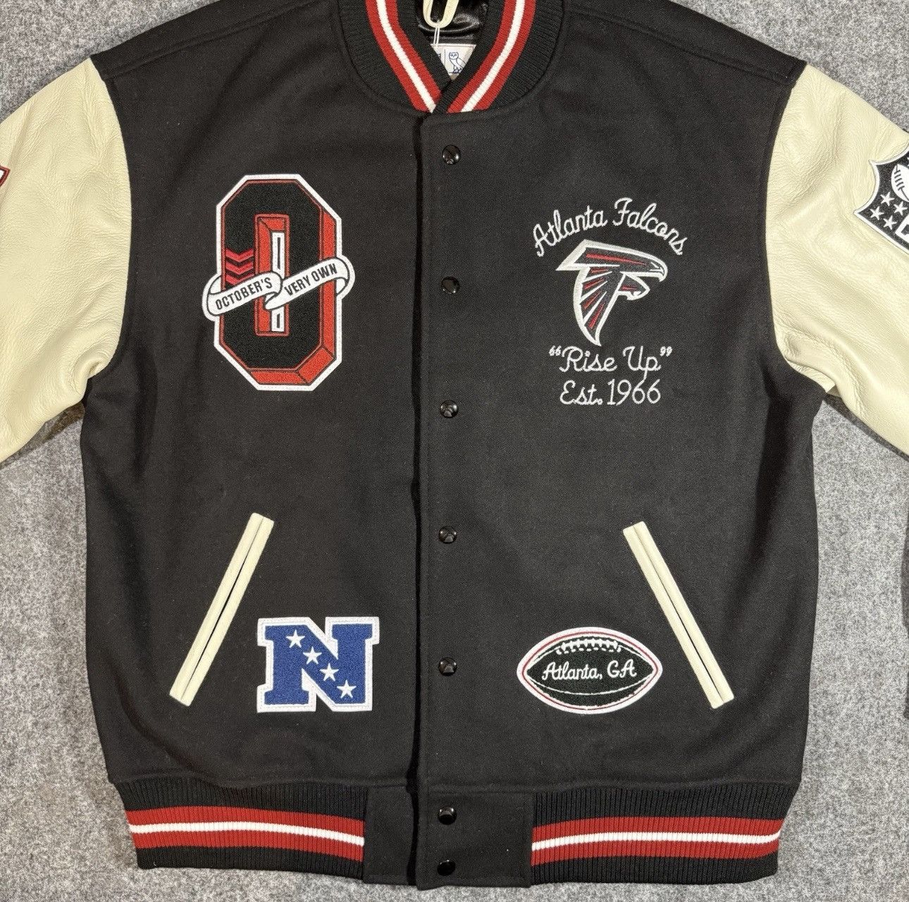 October's Very Own OVO x NFL Atlanta Falcons Varsity Jacket Black Size US XL / EU 56 / 4 - 2 Thumbnail