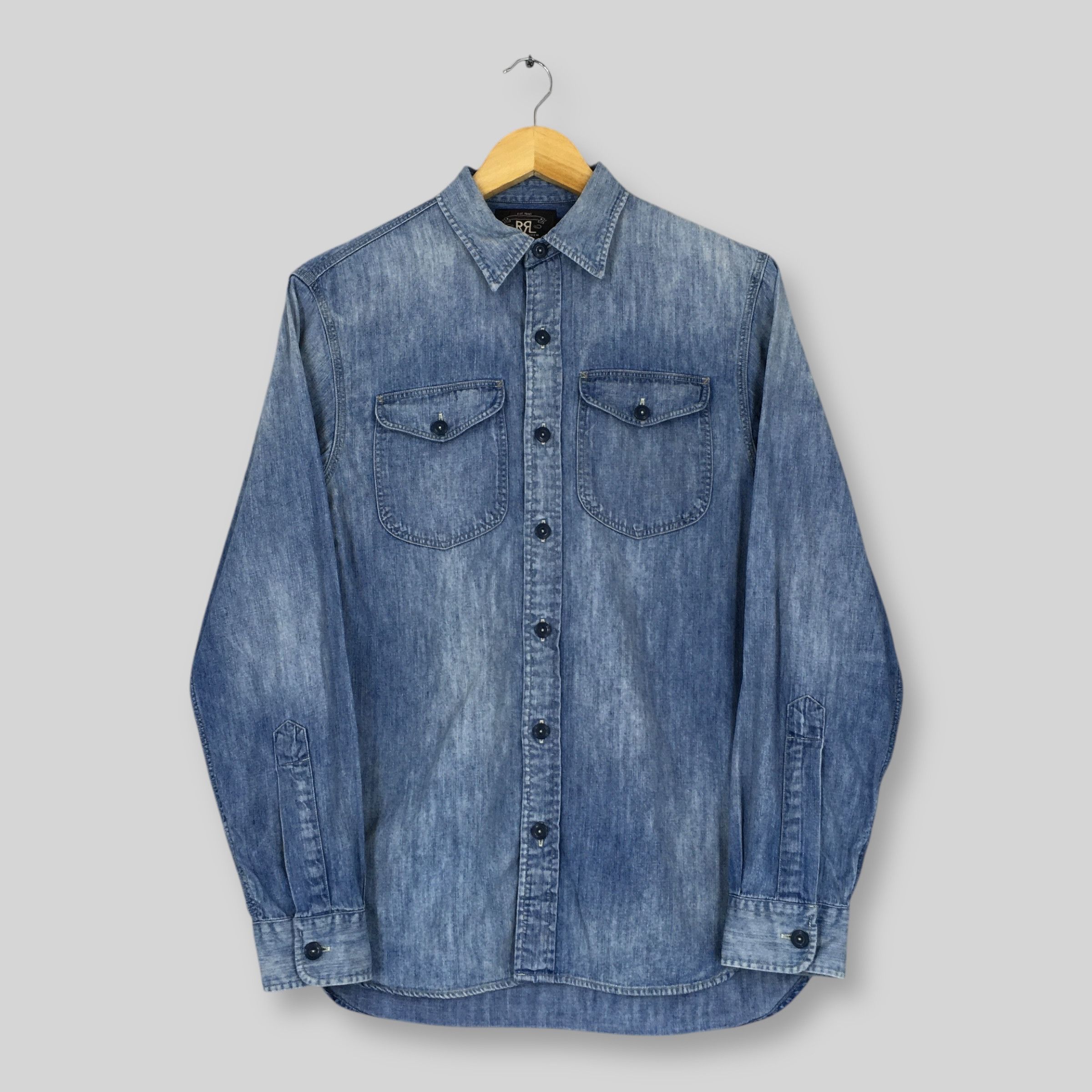 RRL Ralph Lauren Double RL Ralph Lauren Blue Denim Shirt Small Size US S / EU 44-46 / 1 - 1 Thumbnail