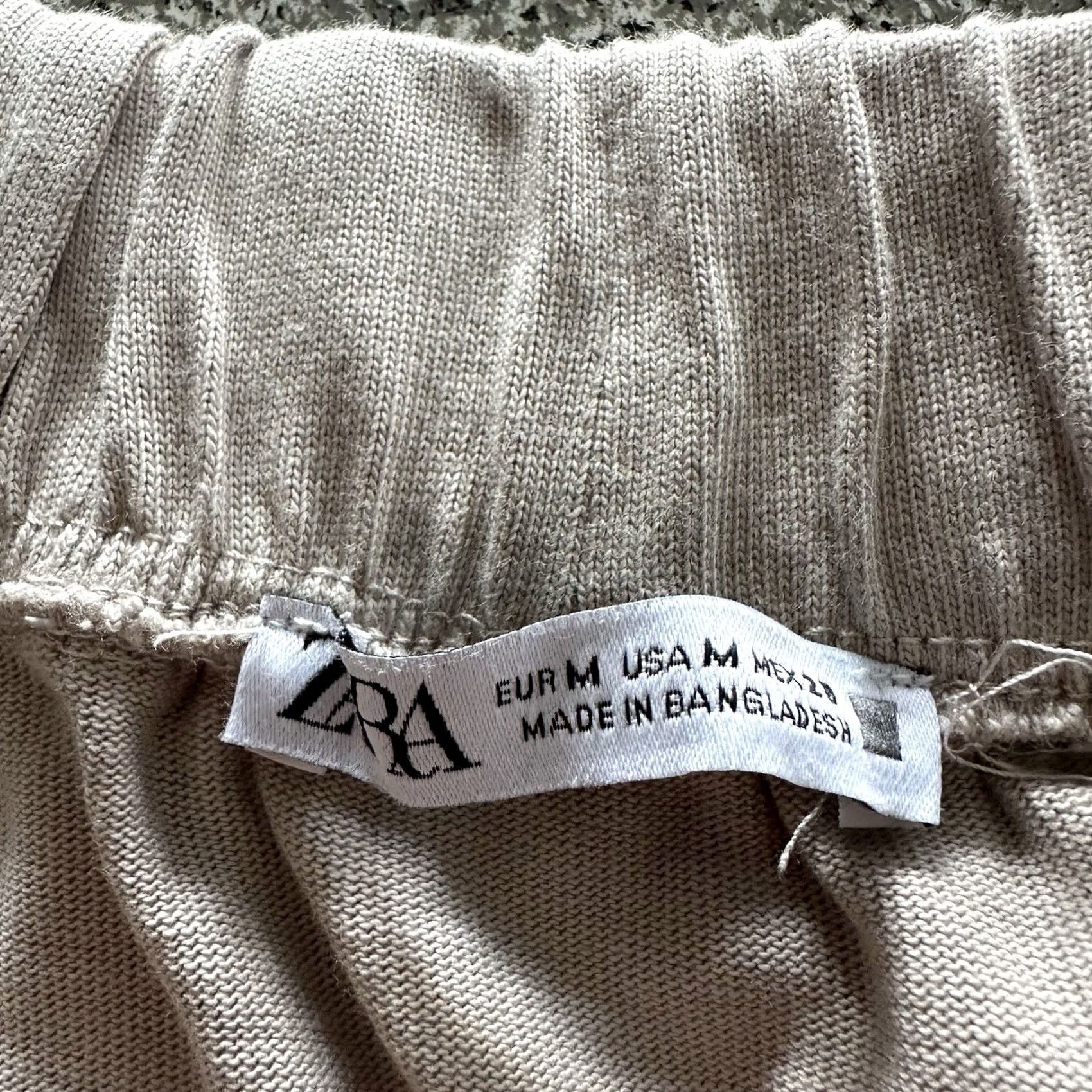 Zara Zara Pants Womens M Elastic Waist Pull On Flowy Wide-Leg Beige Size 29" - 4 Thumbnail