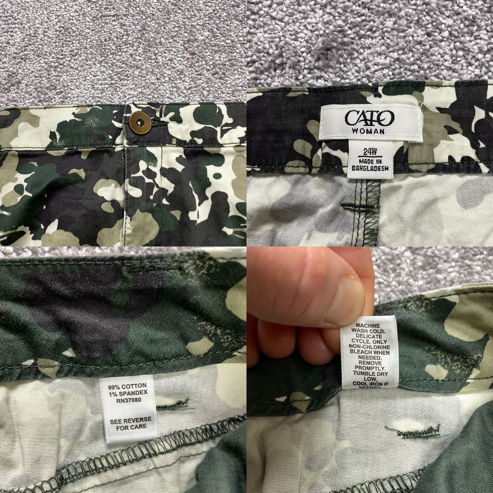Vintage VINTAGE? No. (Not Vintage) Actually: Cato Chino Shorts Womens Plus 24W Green Camo Cotton Zip Pockets Casual 11" Insm Size 30" / US 8 / IT 44 - 8 Thumbnail