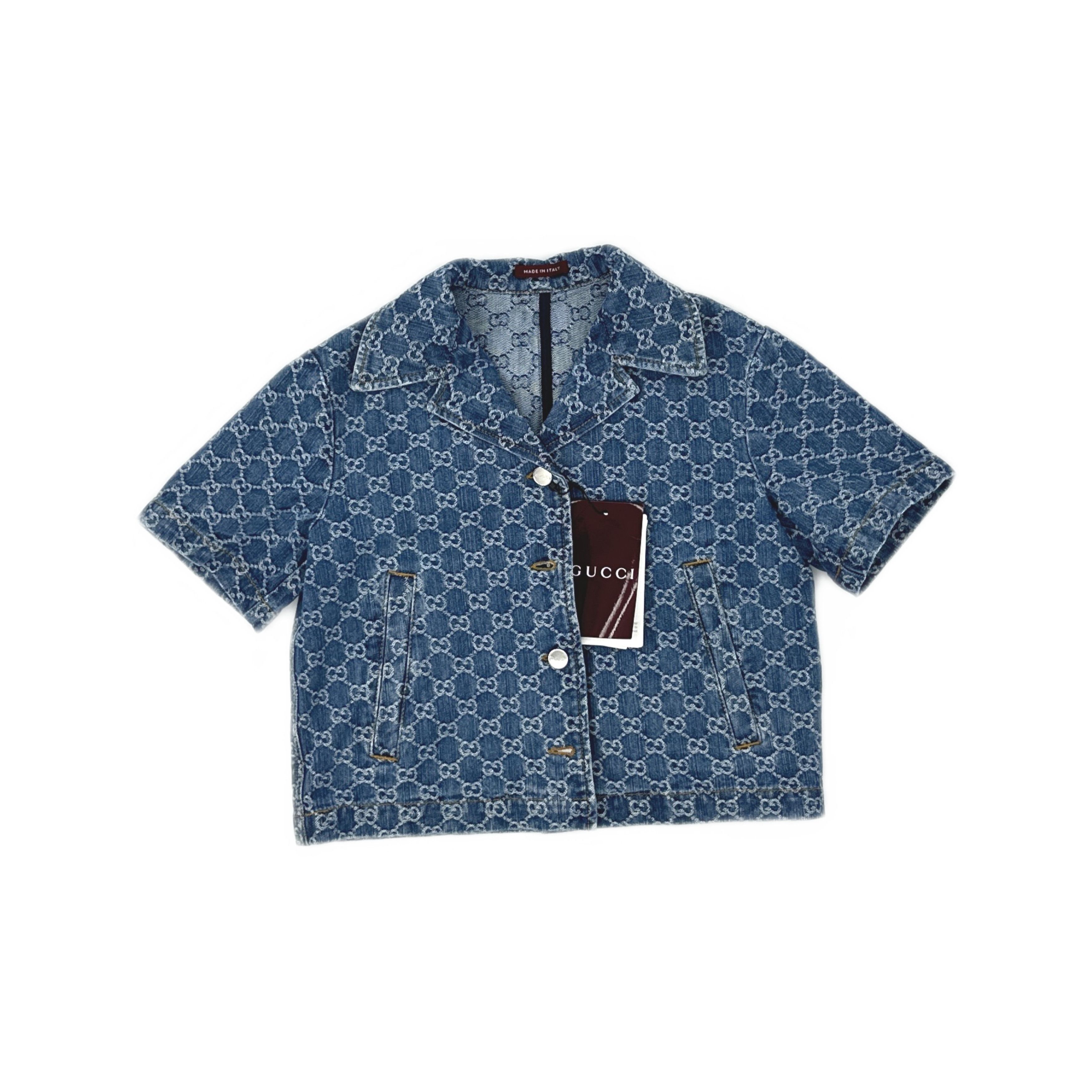 Gucci Gucci Logo Monogram Denim Short Sleeve Shirt Size 36 Size XS / US 0-2 / IT 36-38 - 1 Thumbnail