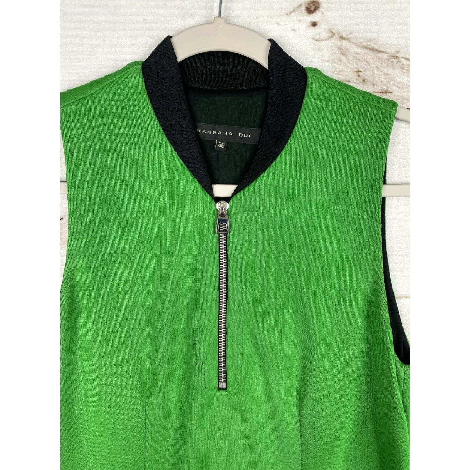 Barbara Bui VINTAGE Barbara Bui Dress Women 36 4 Green Knit Sleeveless Zip Midi Green 90s Classic Designer Retro Mens Womens Size S / US 4 / IT 40 - 2 Thumbnail